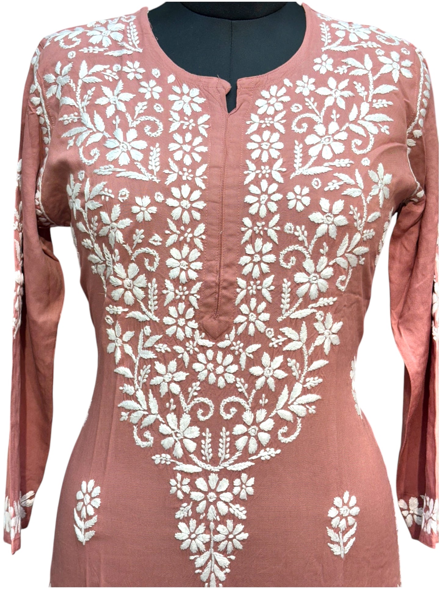 Modal Chikankari Kurti with Delicate White Embroidery