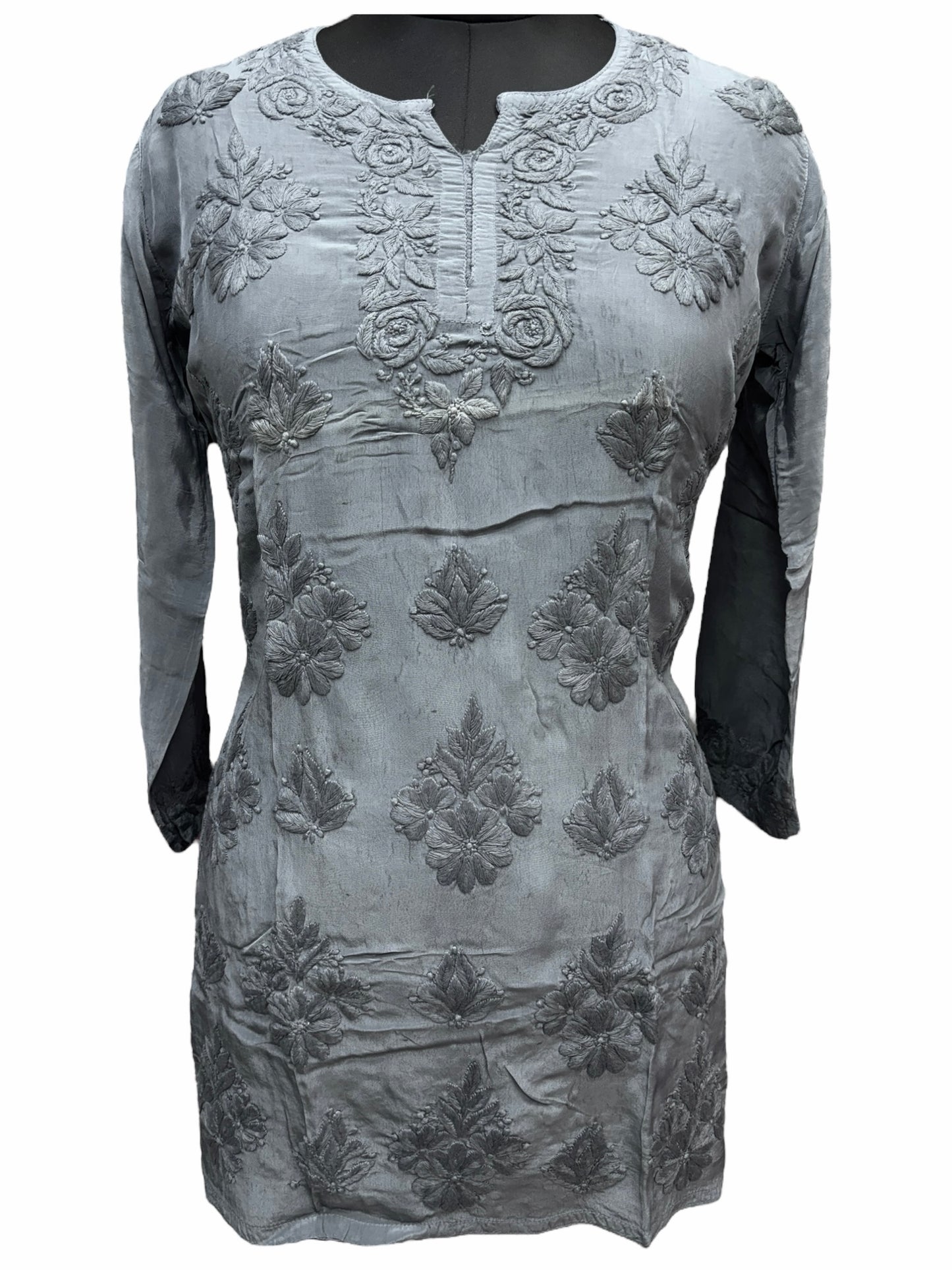 Premium American Crepe Short Top With 3D Embroidery - Experience Unique Elegance