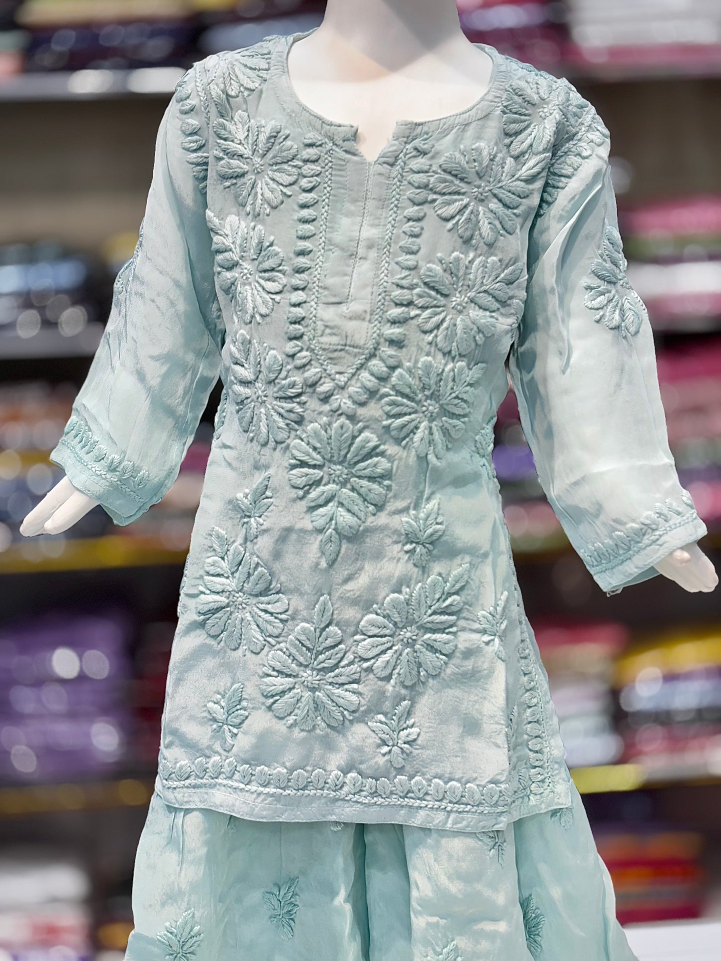Exclusive American Crepe Kids Sharara Set With 3d Embroidery