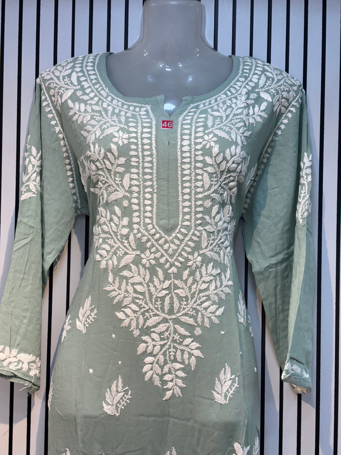 Pure Modal 46 Size Kurtis with Resham thread & 3d Embroidery🪡
