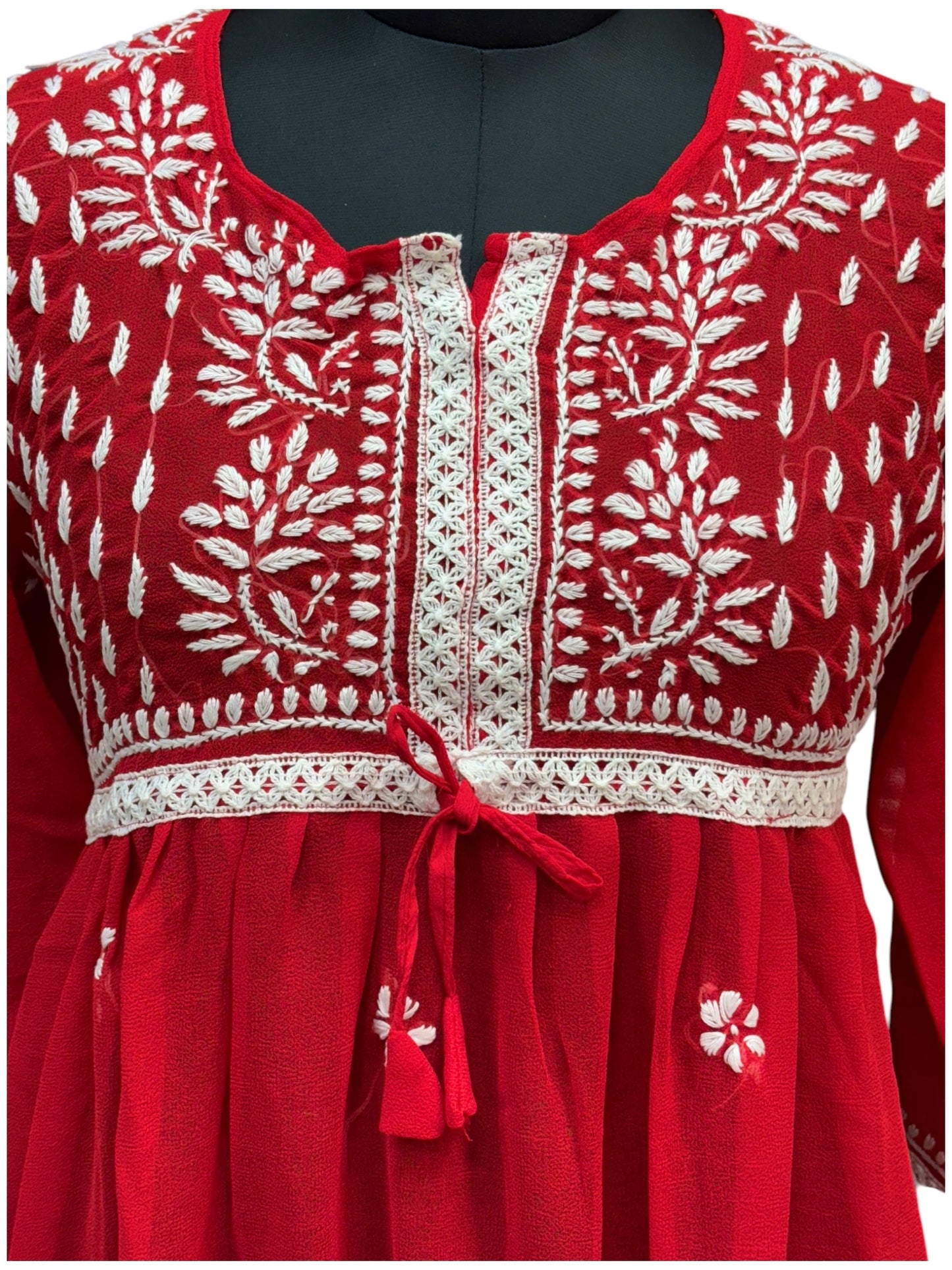 Georgette Short Tunic with White Embroidery