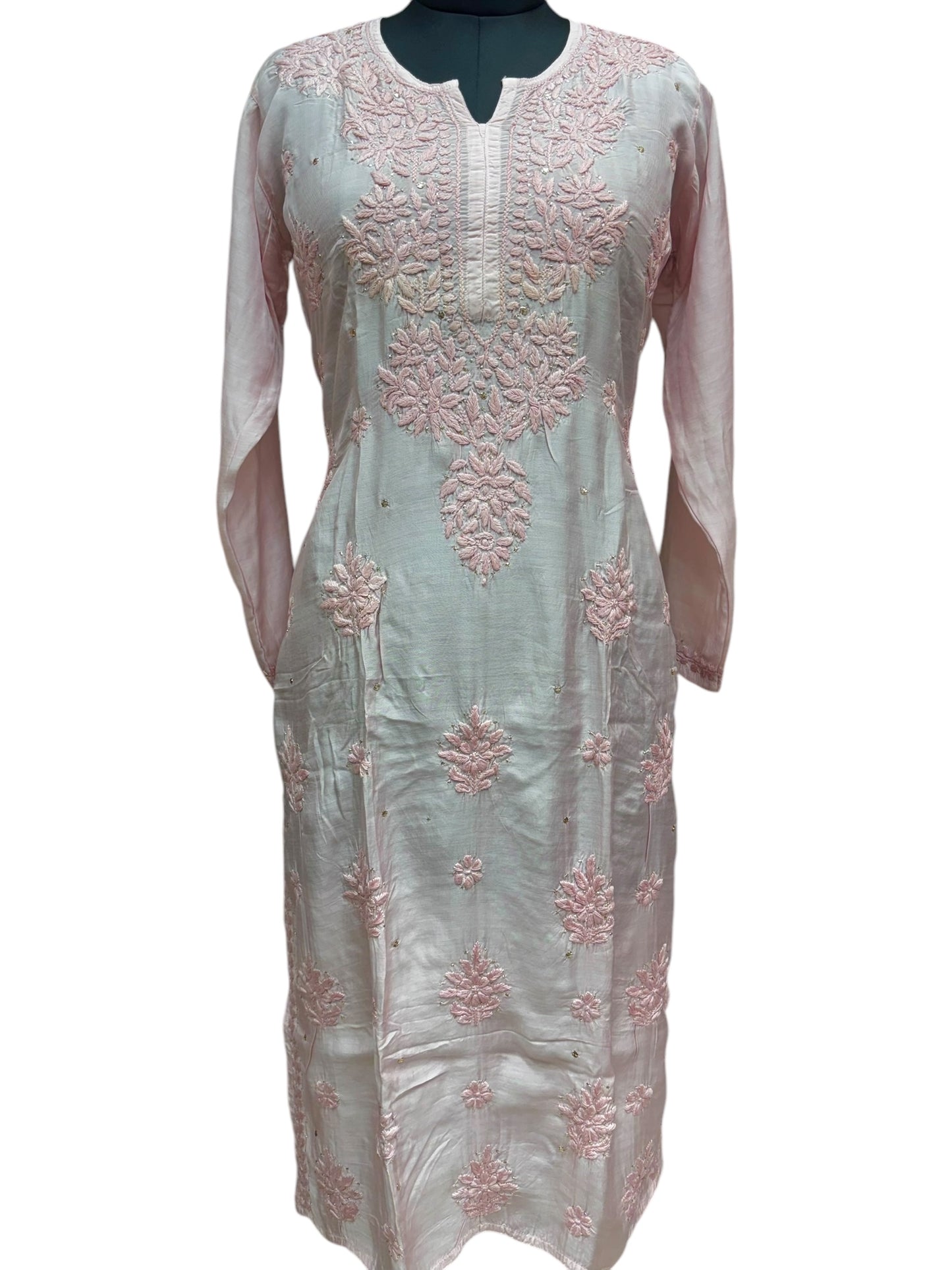 Stunning Muslin Kurti with Mukaish & Self-Thread 3D Embroidery