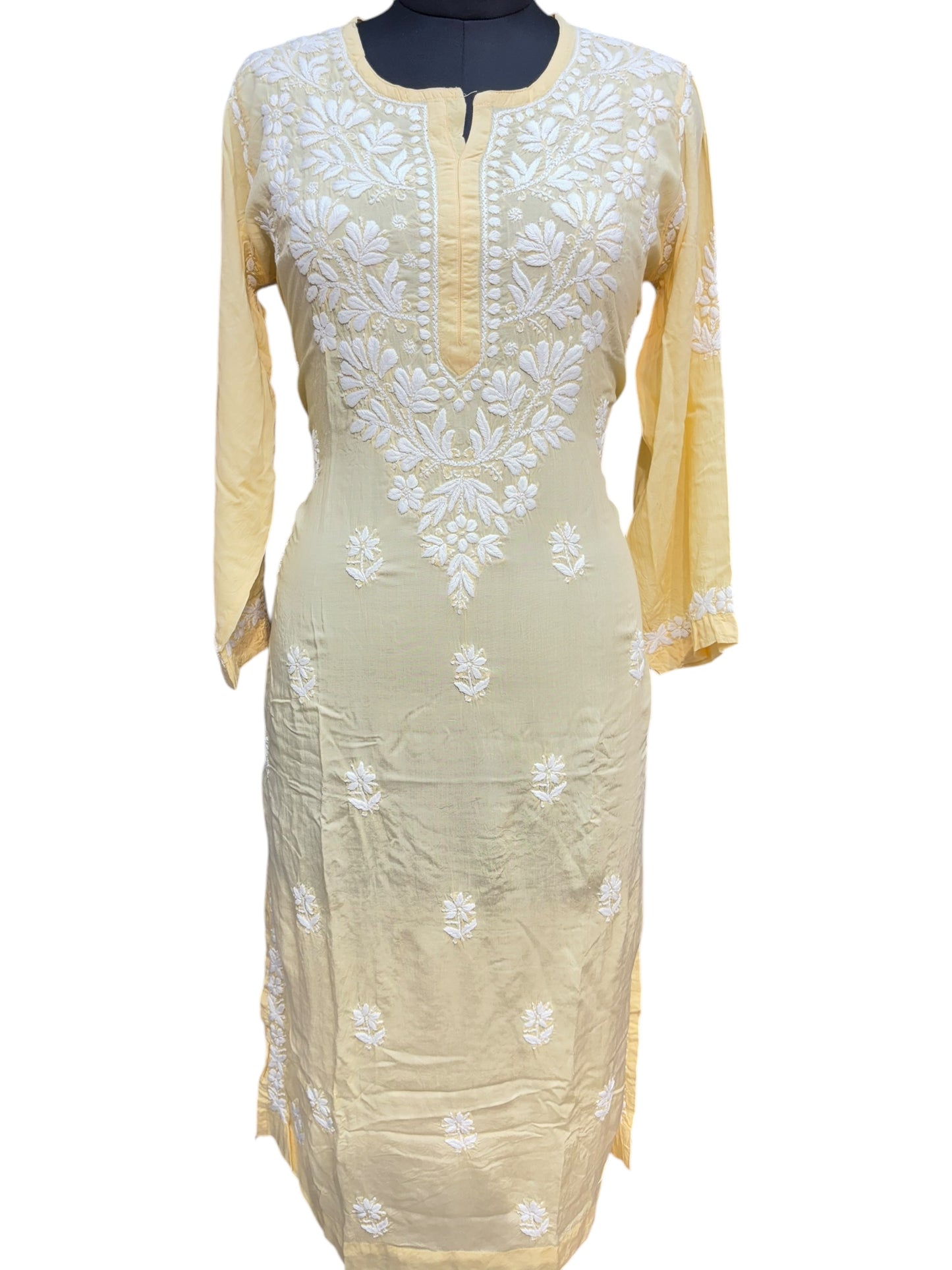 Modal Chikankari Kurti with Delicate White Embroidery