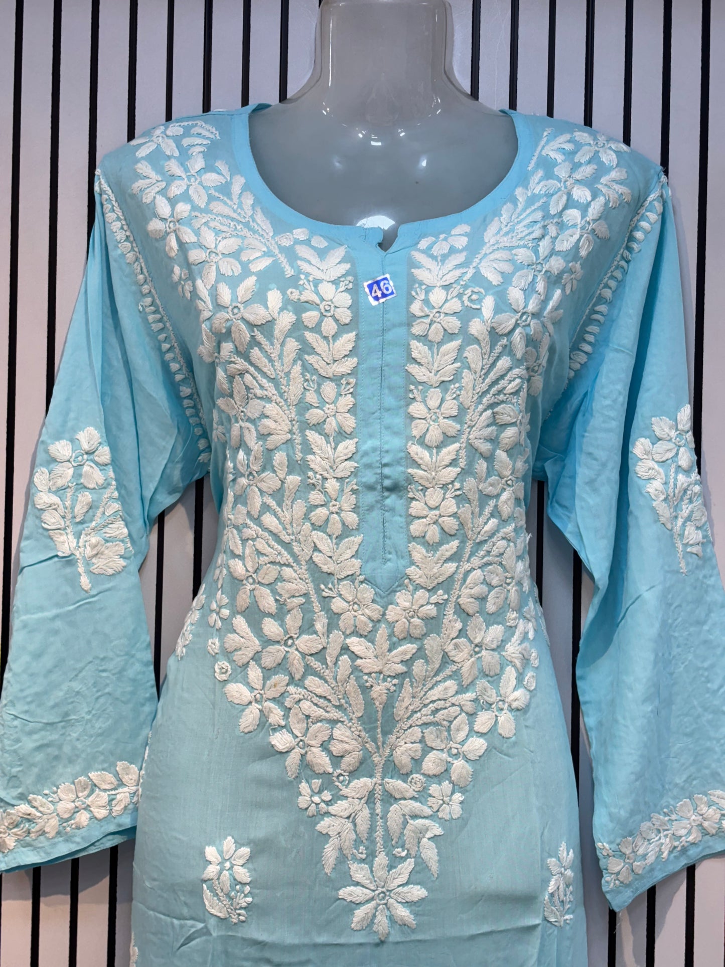 Pure Modal 46 Size Kurtis with Resham thread & 3d Embroidery🪡
