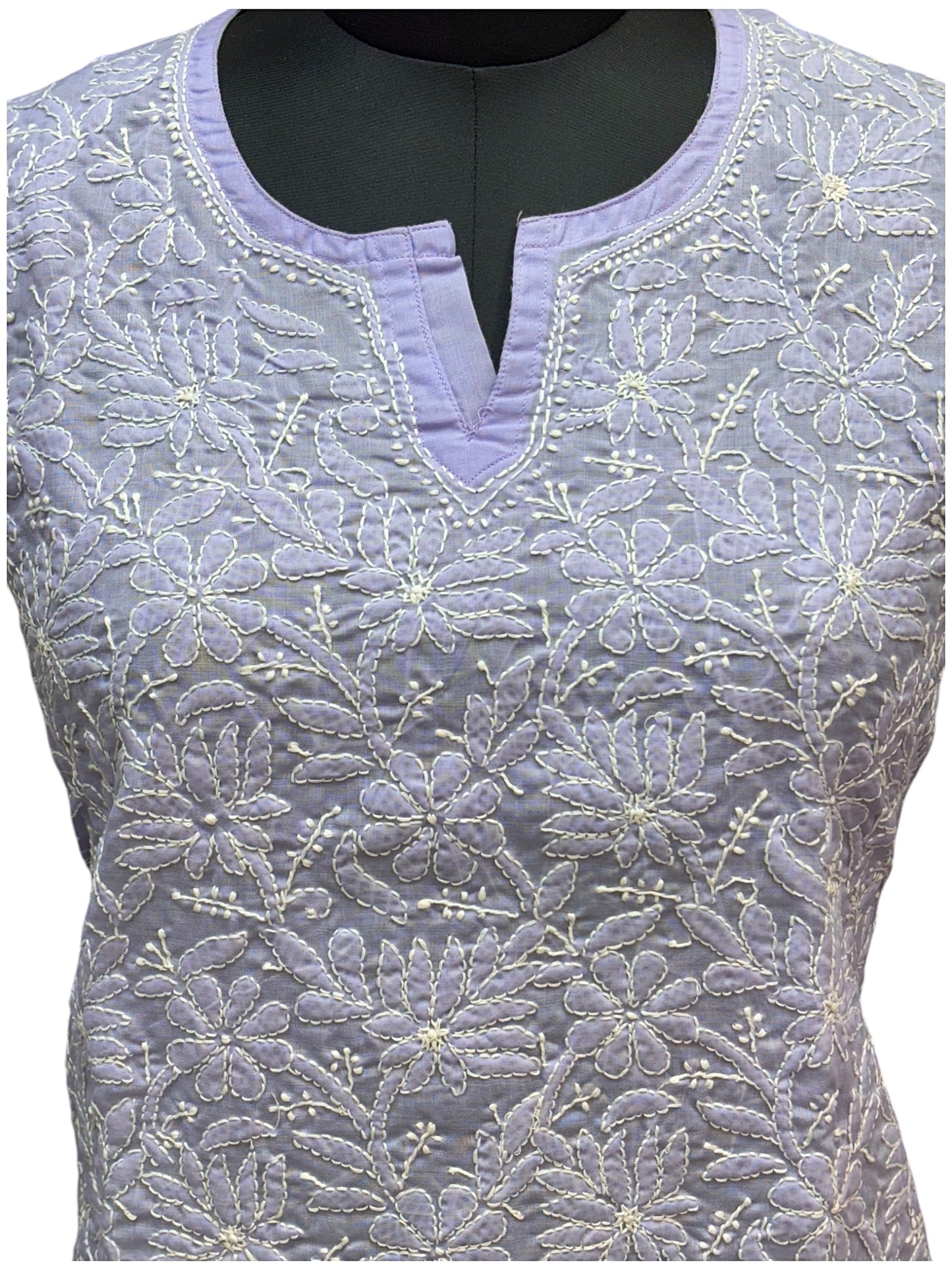 Pure Mulmul Short Kurti with Intricate Shadow Embroidery - Comfort With Elegance