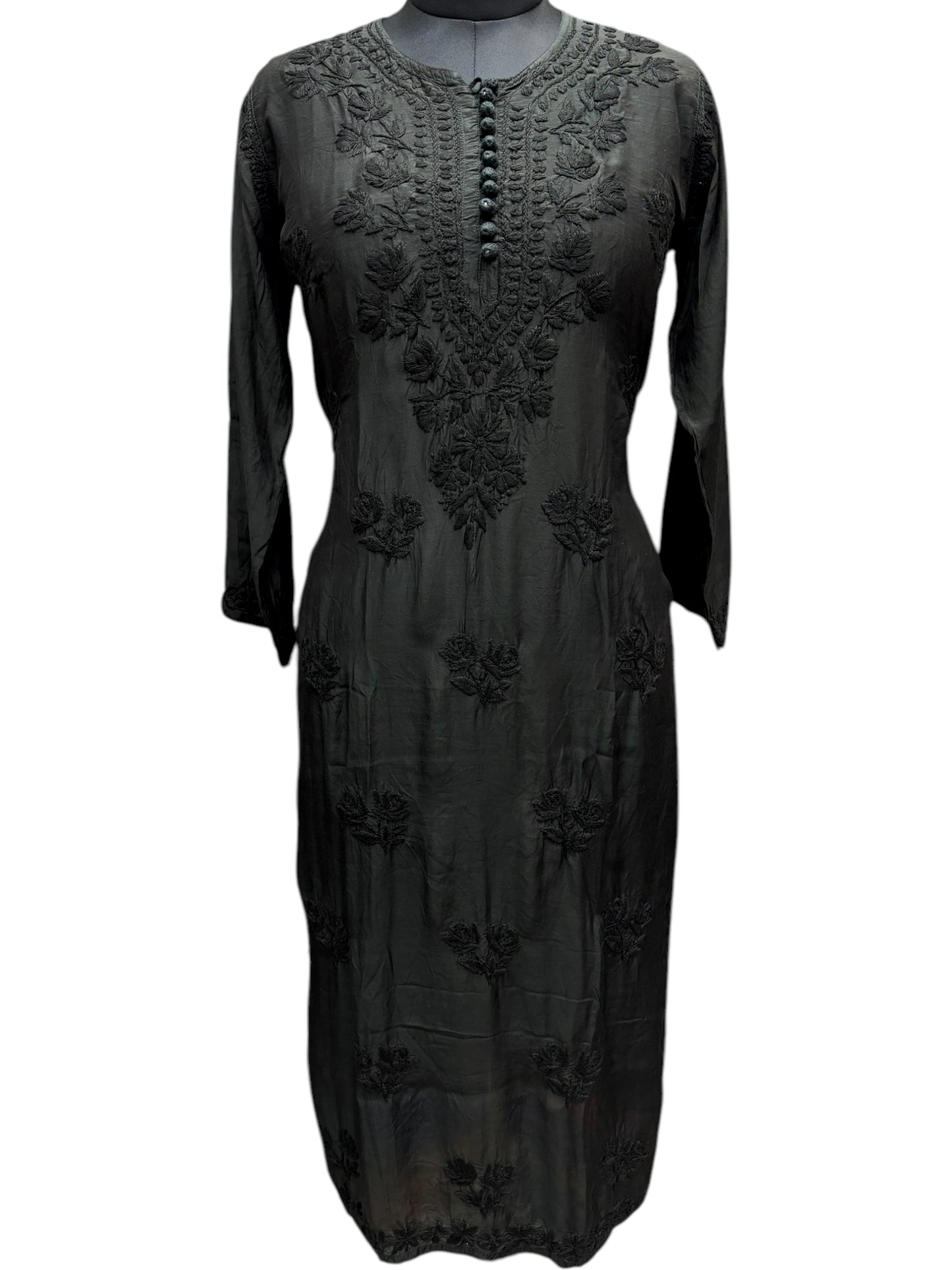 Stunning Muslin Black Kurti with Self-Thread 3D Embroidery – Elevate Your Ethnic Wardrobe