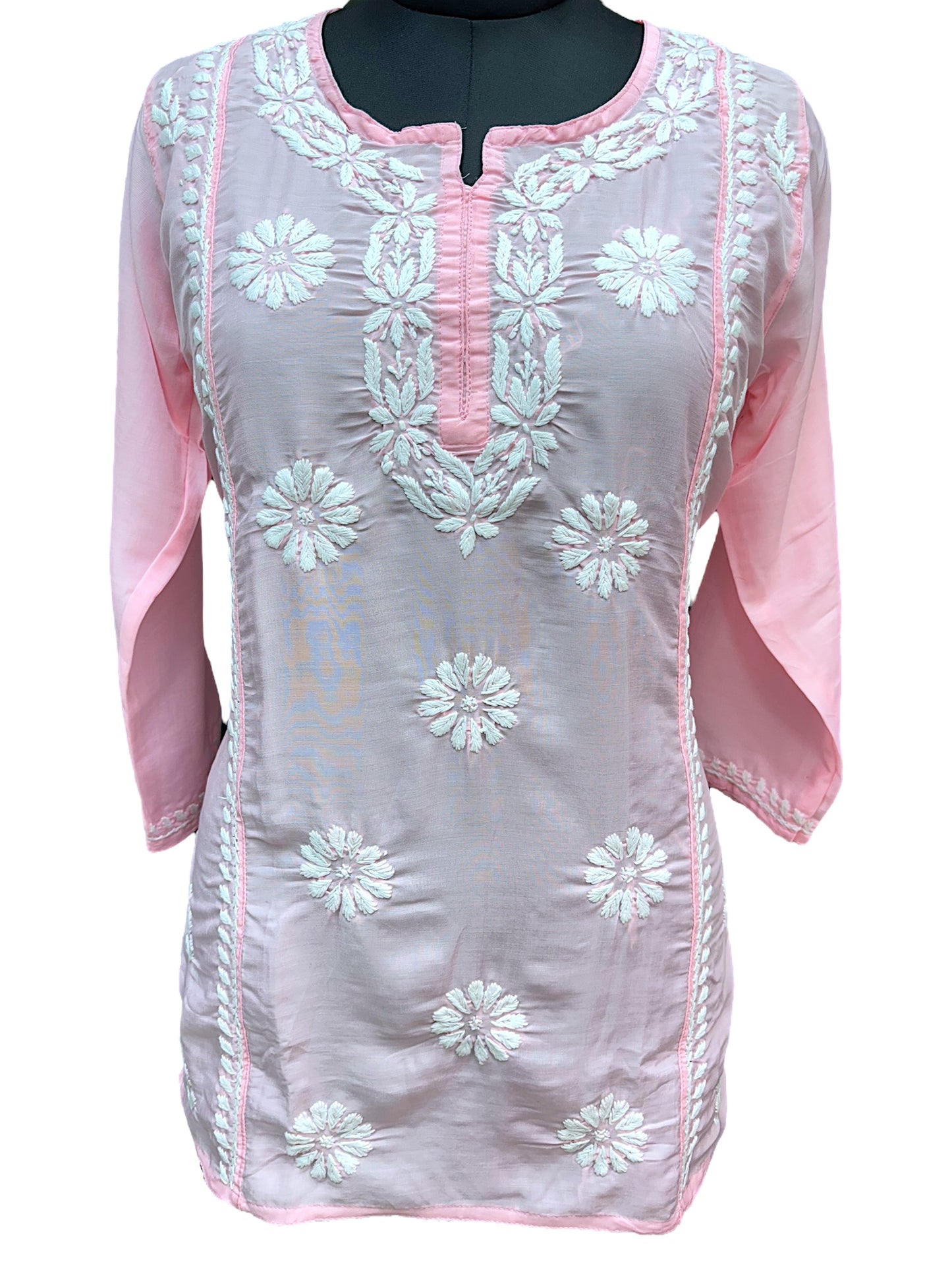 Pure Muslin Short Kurti With 3D Embroidery