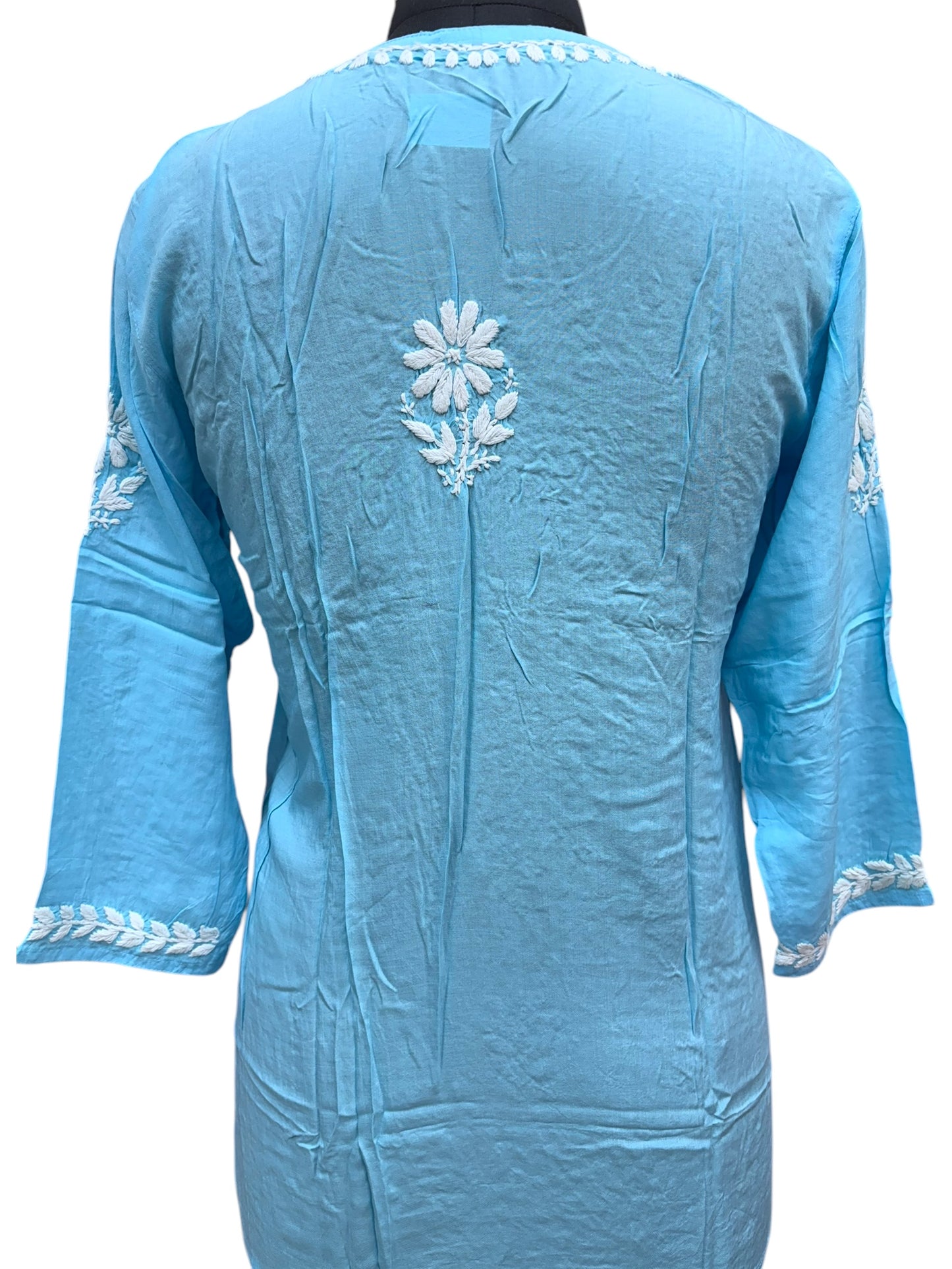 Soft Modal Short Kurti with White Embroidery - Perfect blend of comfort and style