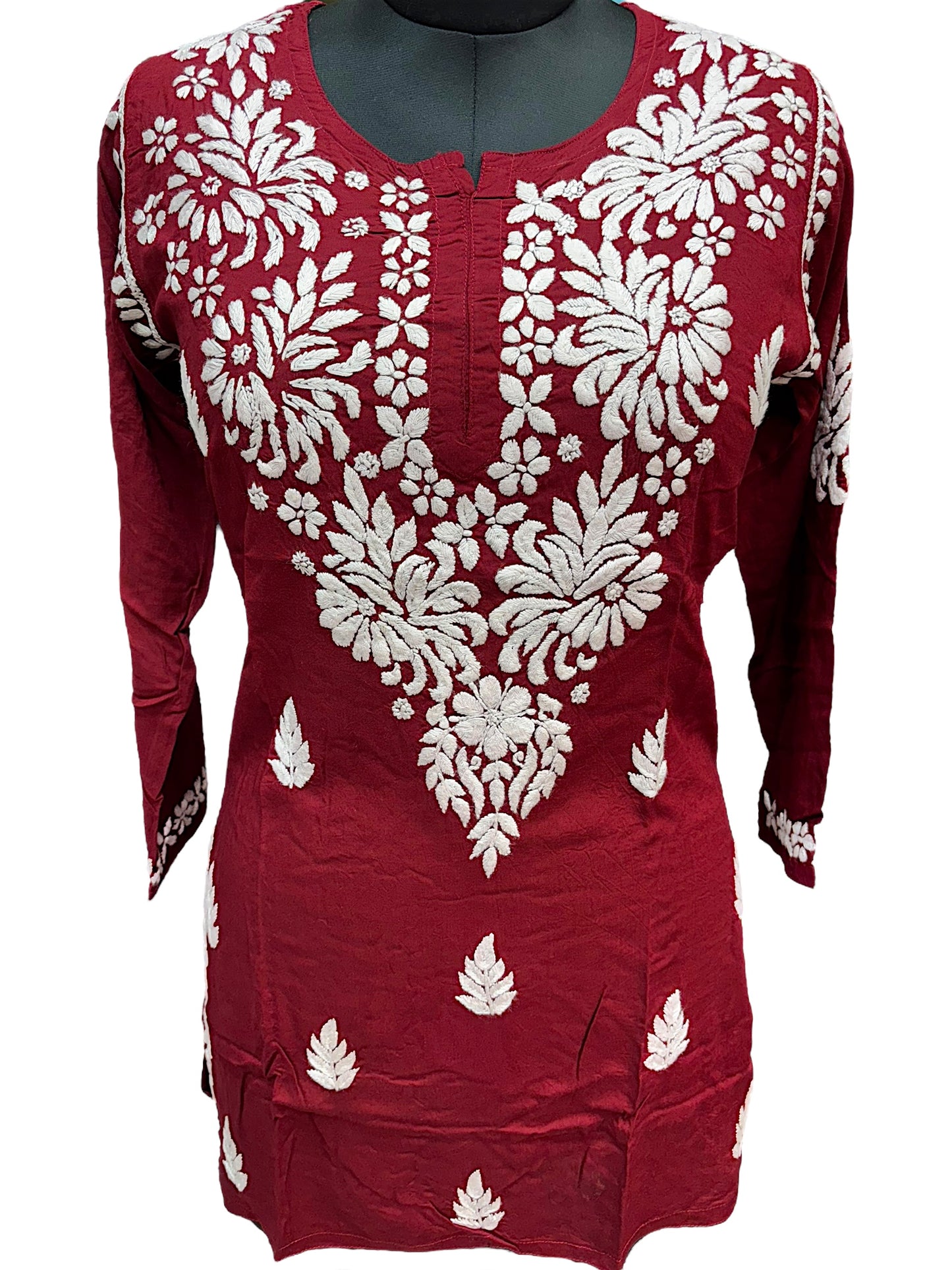 Soft Modal Short Kurti with White Embroidery - Perfect blend of comfort and style