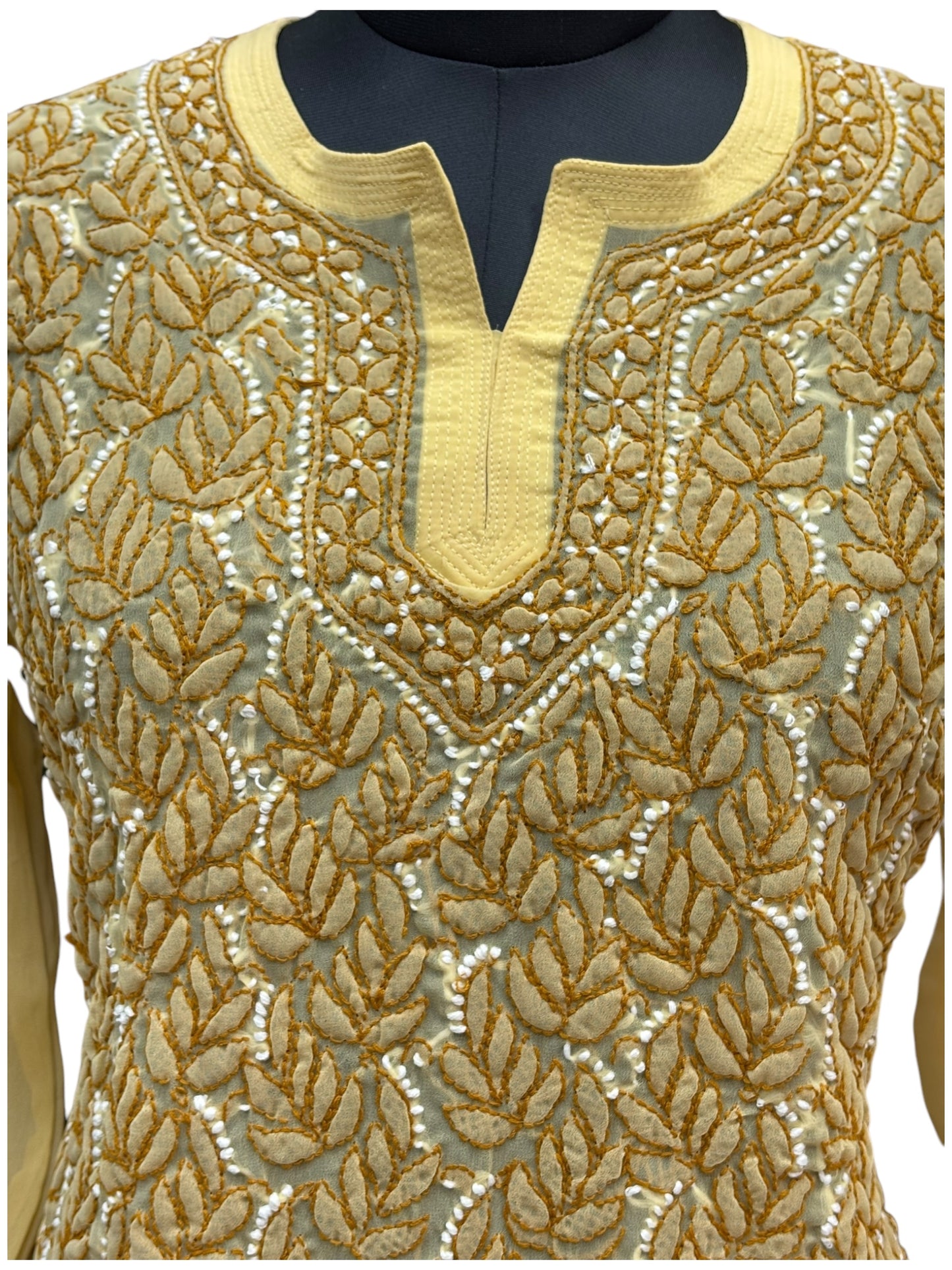 Georgette Short Tunic with Fine Shadow Embroidery