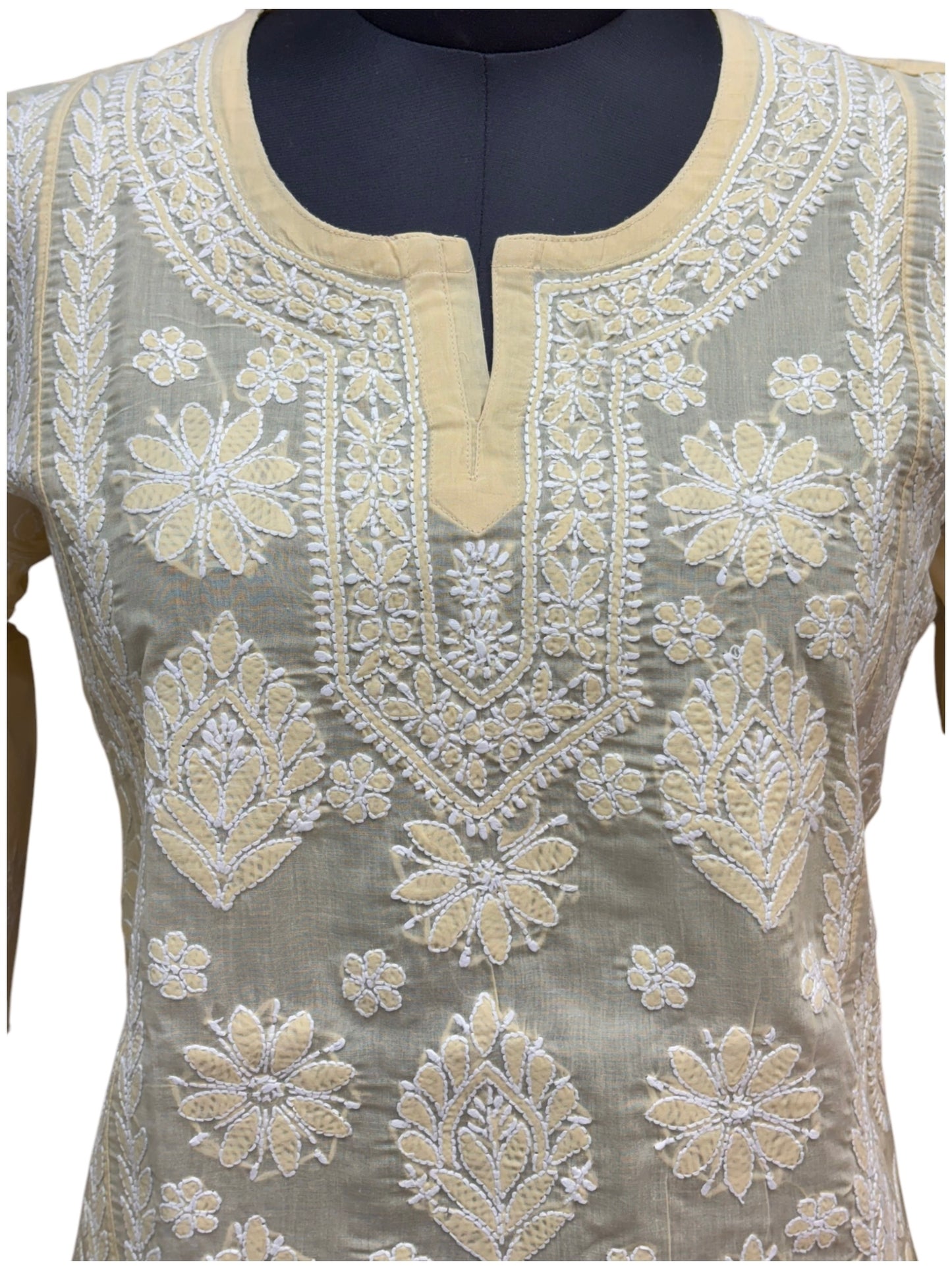 Pure Mulmul Short Kurti with Intricate Shadow Embroidery - Comfort With Elegance