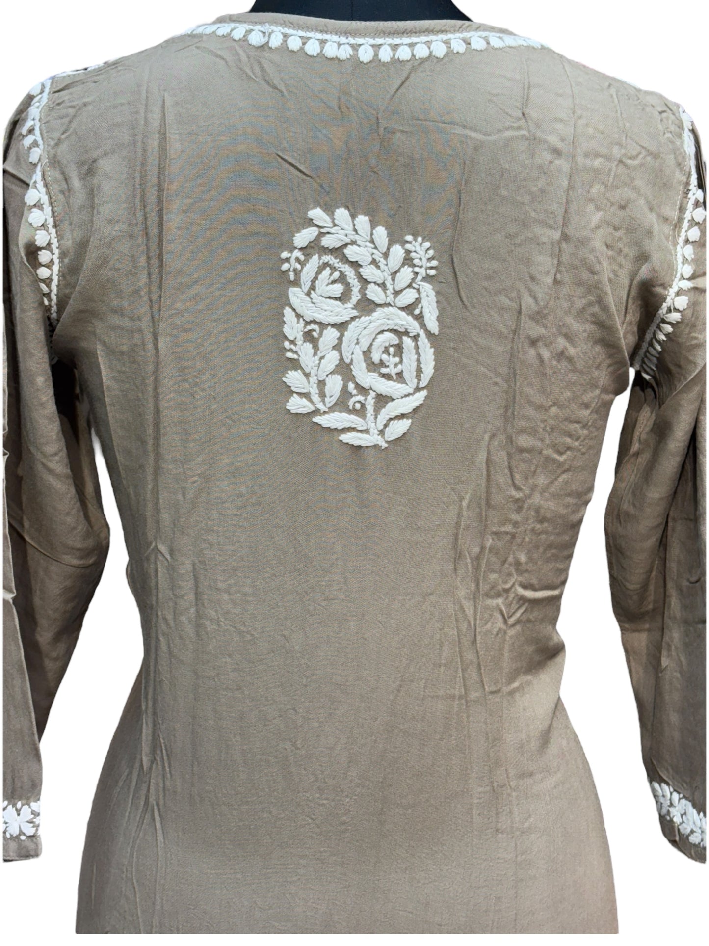 Modal Chikankari Kurti with Delicate White Embroidery