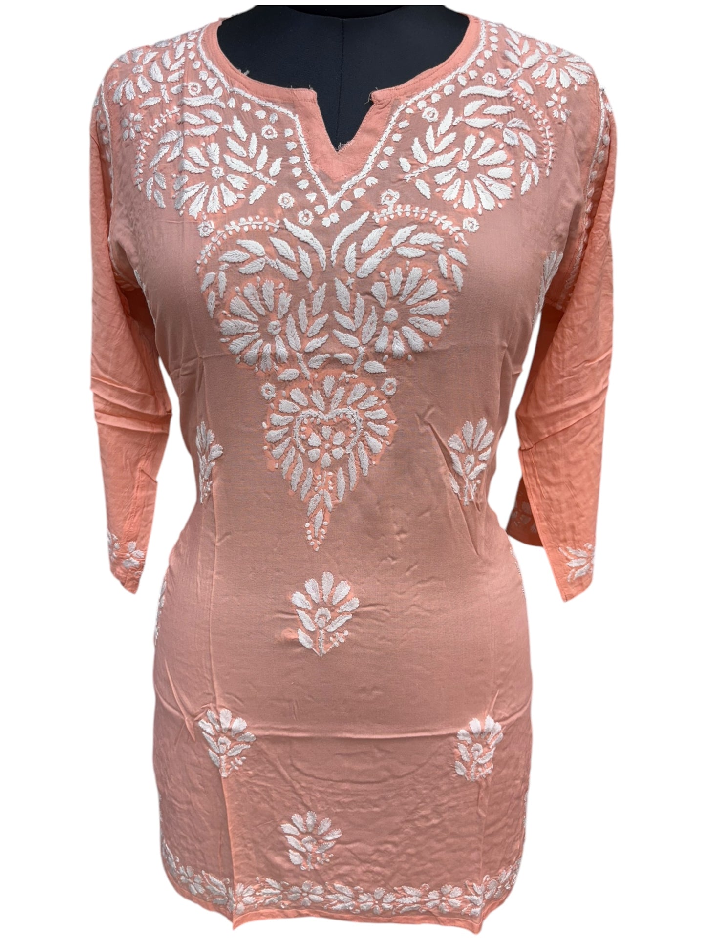 Soft Modal Short Kurti with White Embroidery - Perfect blend of comfort and style