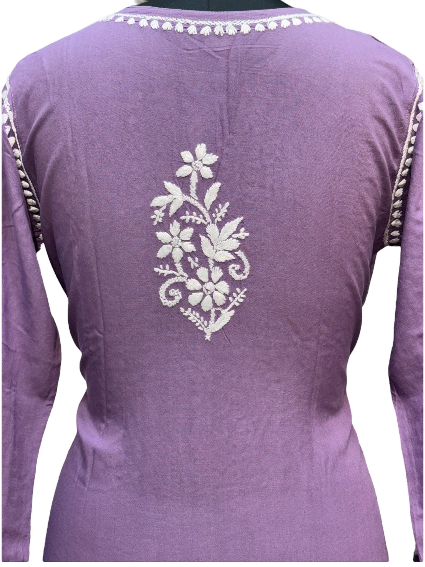 Modal Chikankari Kurti with Delicate White Embroidery