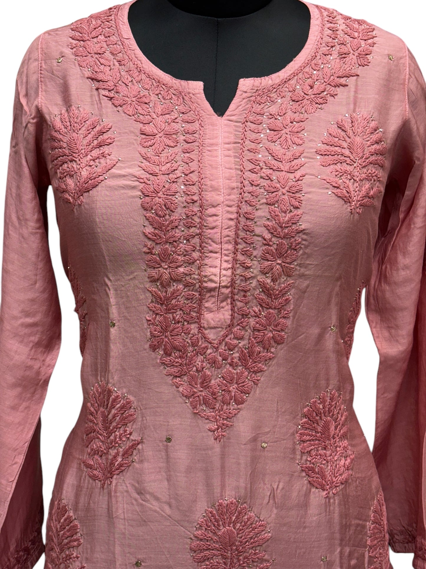 Stunning Muslin Kurti with Mukaish & Self-Thread 3D Embroidery