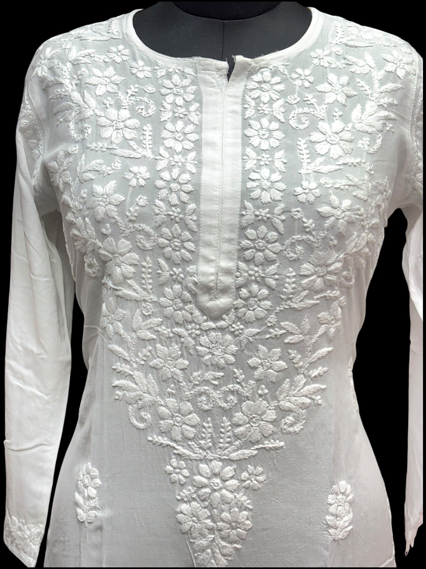 Modal White Chikankari Kurti with Delicate Embroidery