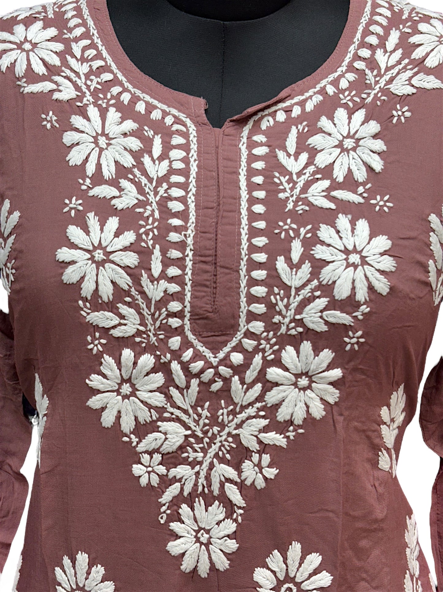 Soft Modal Short Kurti with White Embroidery - Perfect blend of comfort and style