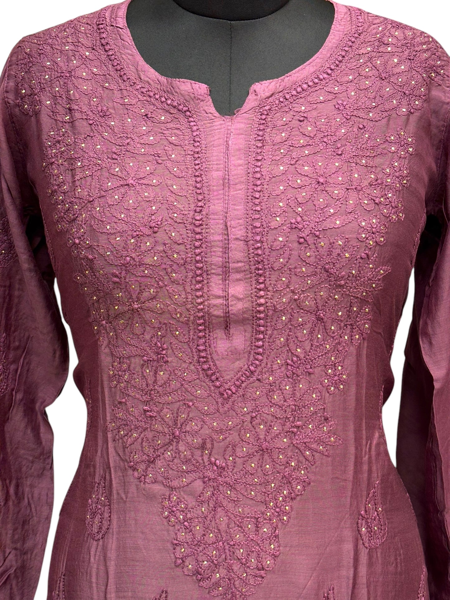Stunning Muslin Kurti with Mukaish & Self-Thread Shadow Embroidery
