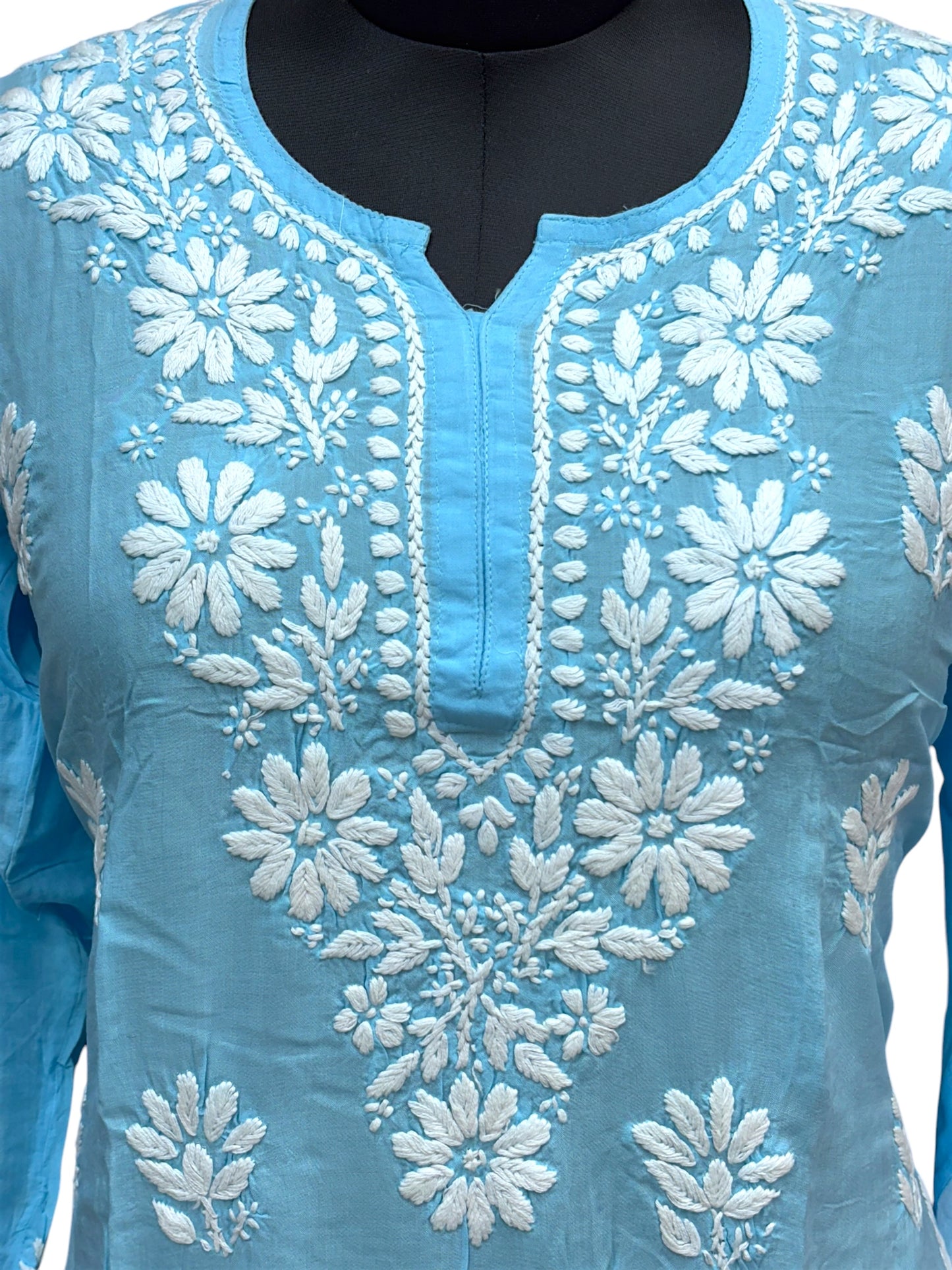 Soft Modal Short Kurti with White Embroidery - Perfect blend of comfort and style