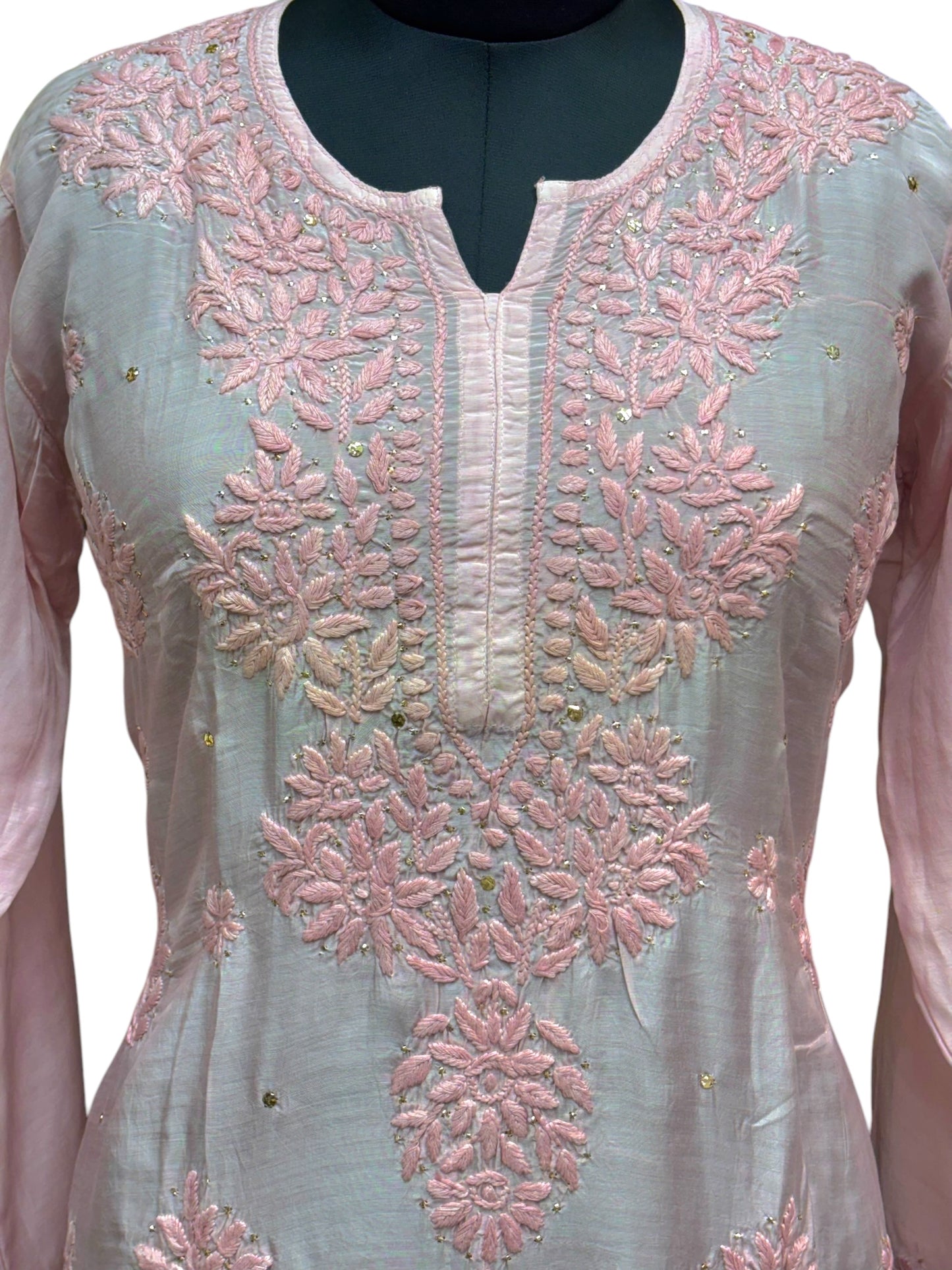 Stunning Muslin Kurti with Mukaish & Self-Thread 3D Embroidery
