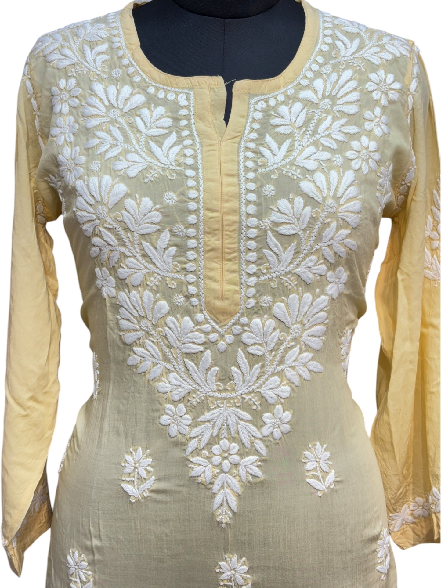Modal Chikankari Kurti with Delicate White Embroidery