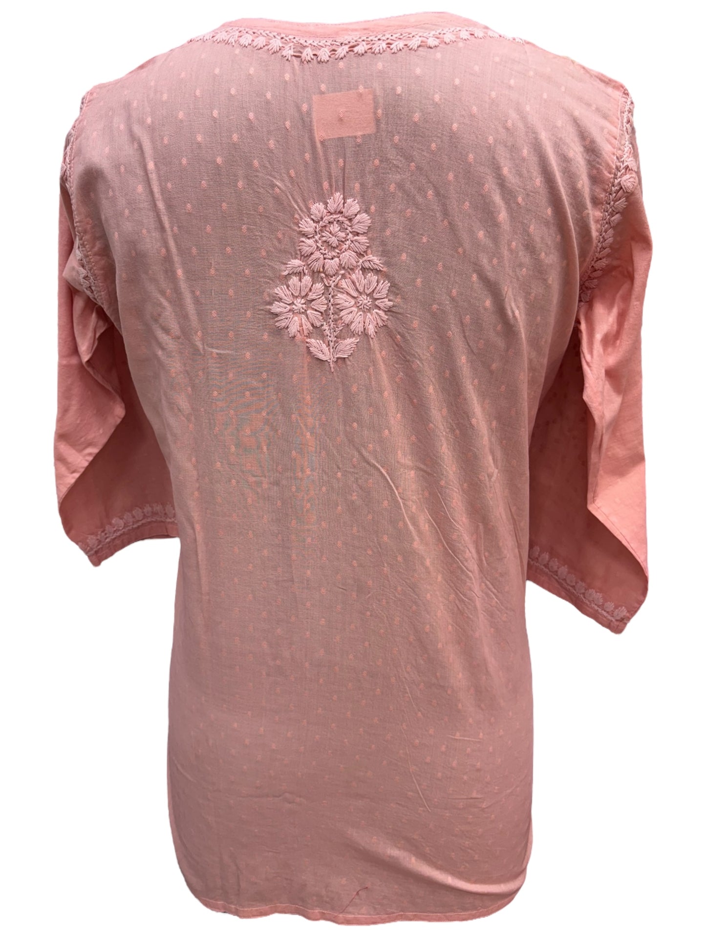Pure Dobby Cotton Short Kurti With 3D Embroidery