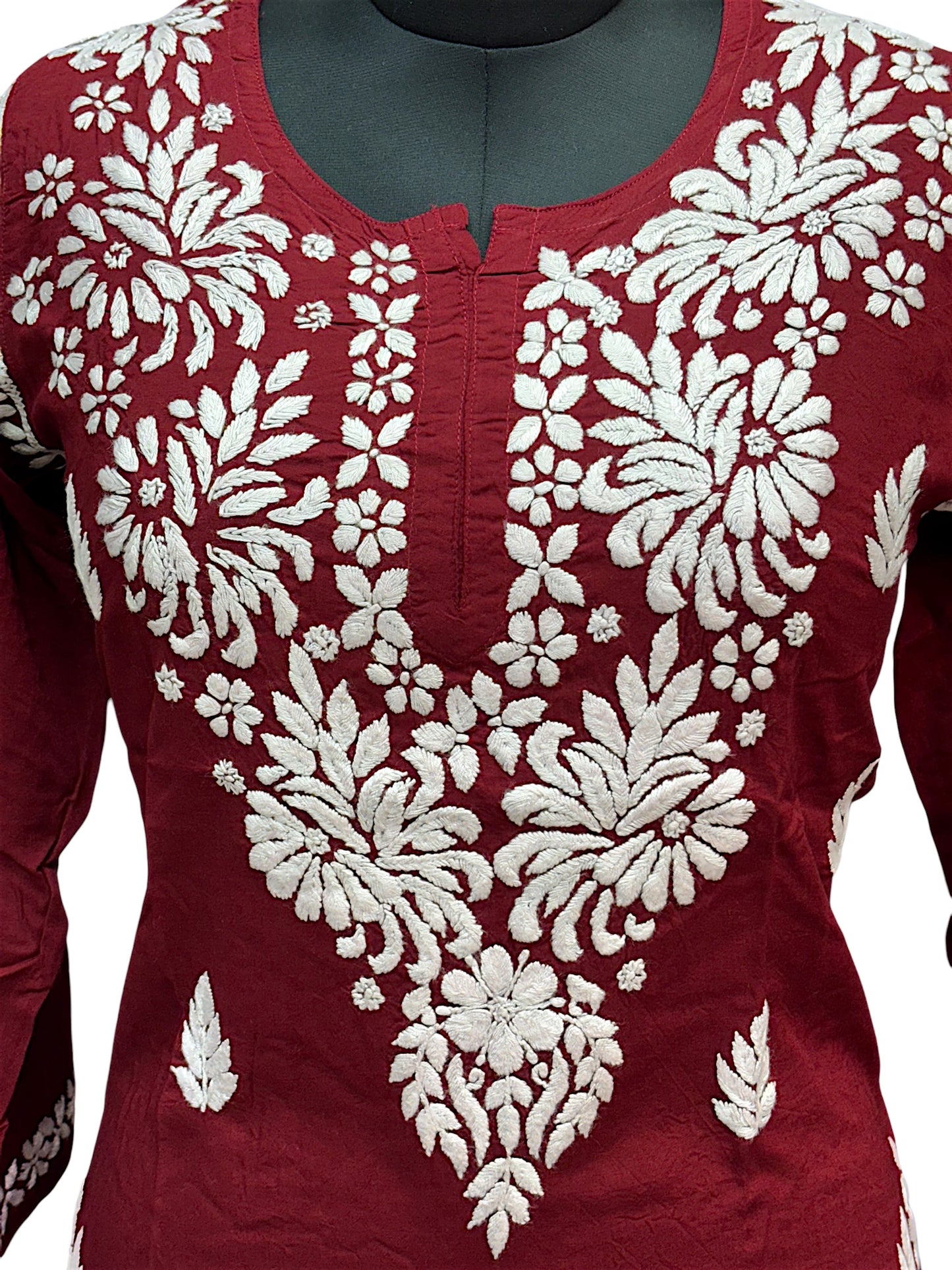 Soft Modal Short Kurti with White Embroidery - Perfect blend of comfort and style
