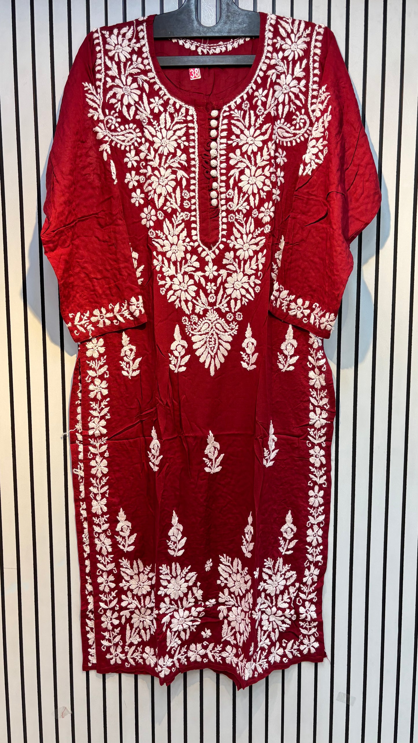 Pure Modal 38 Size Kurtis with Resham thread & 3d Embroidery🪡