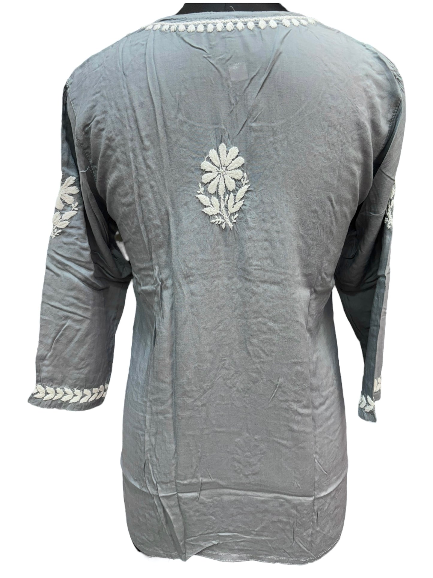 Soft Modal Short Kurti with White Embroidery - Perfect blend of comfort and style