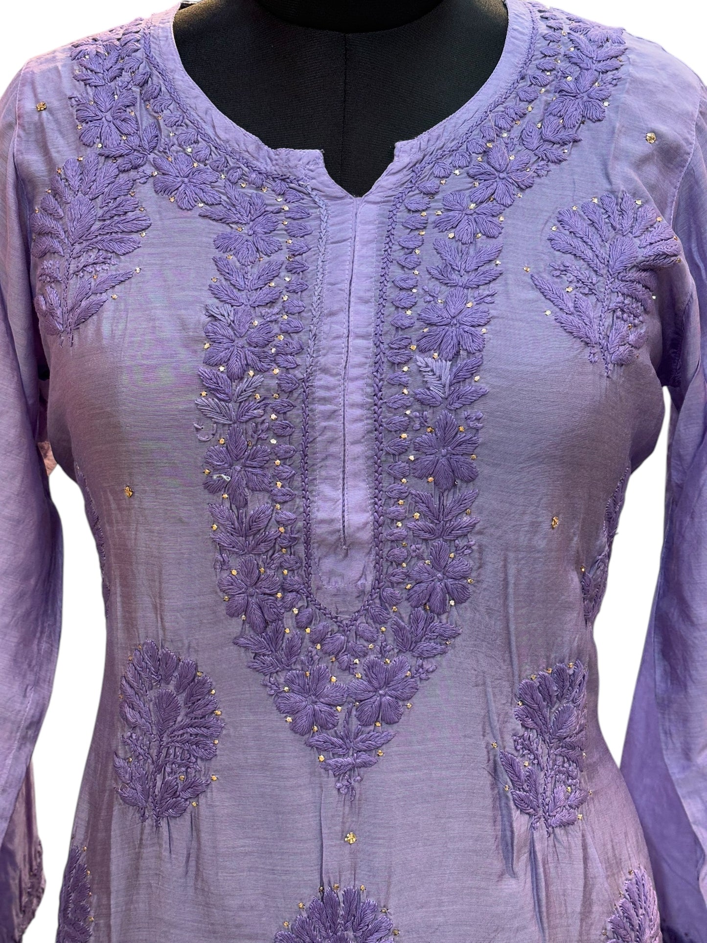 Stunning Muslin Kurti with Mukaish & Self-Thread 3D Embroidery