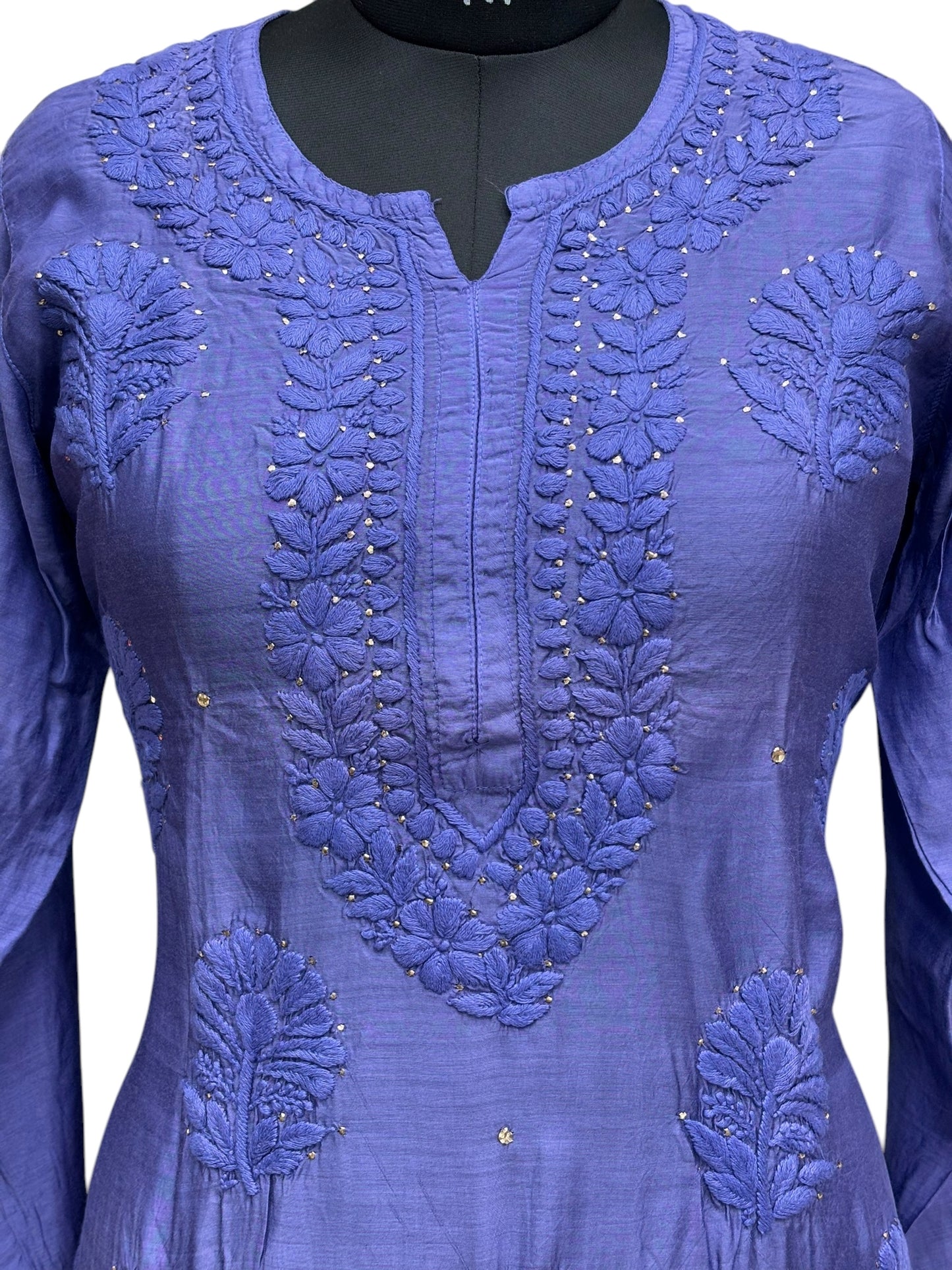 Stunning Muslin Kurti with Mukaish & Self-Thread 3D Embroidery