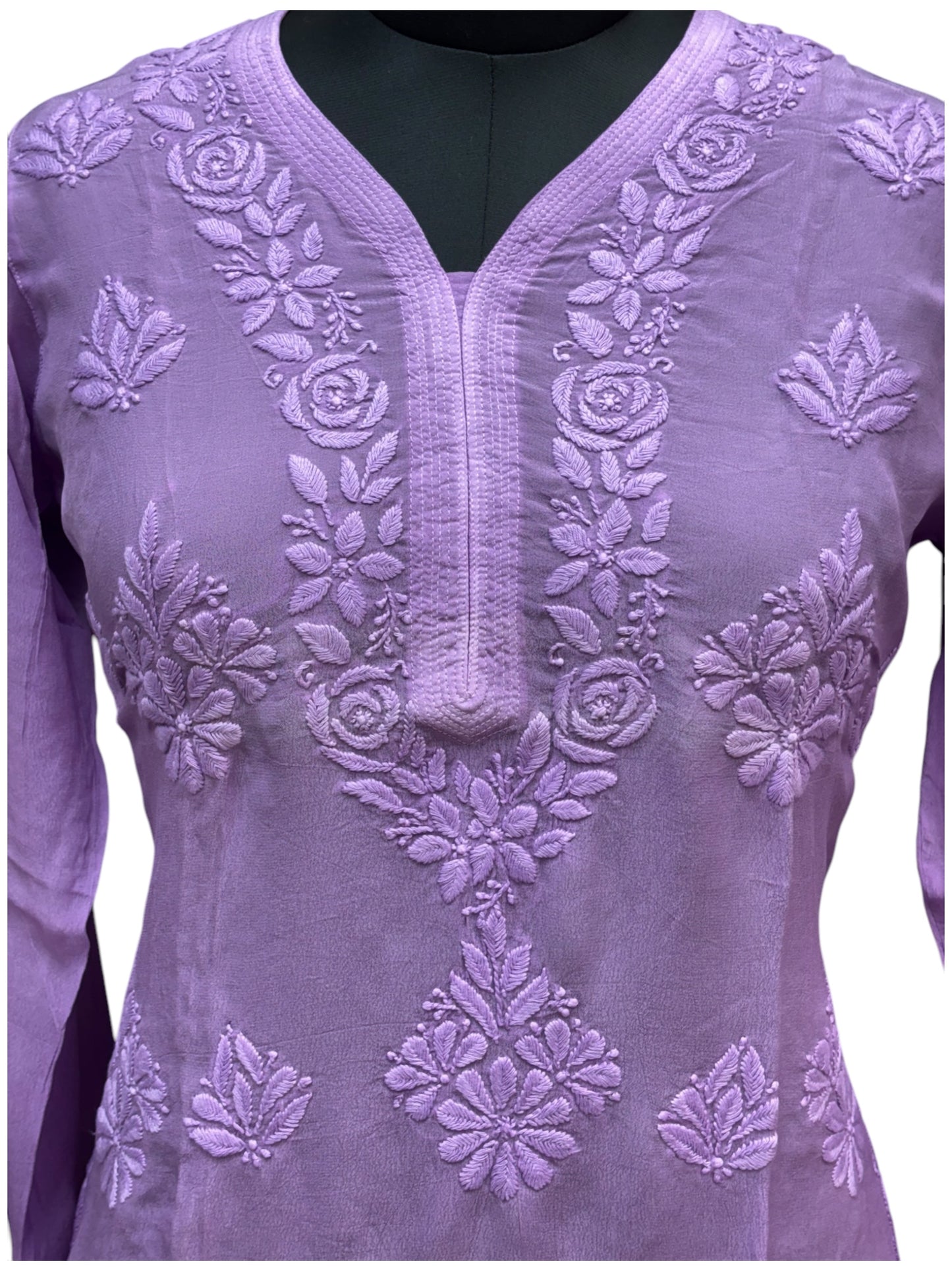 Premium American Crepe Short Top With 3D Embroidery - Experience Unique Elegance