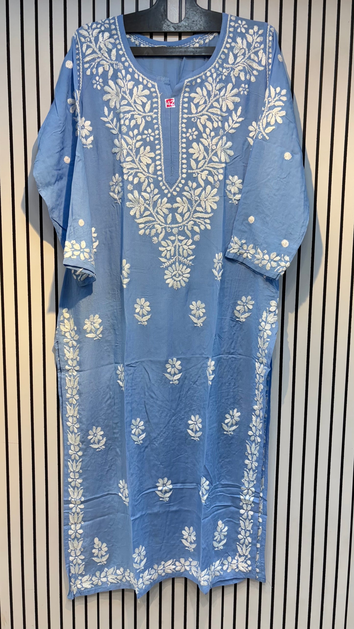 Pure Modal 42 Size Kurtis with Resham thread & 3d Embroidery🪡