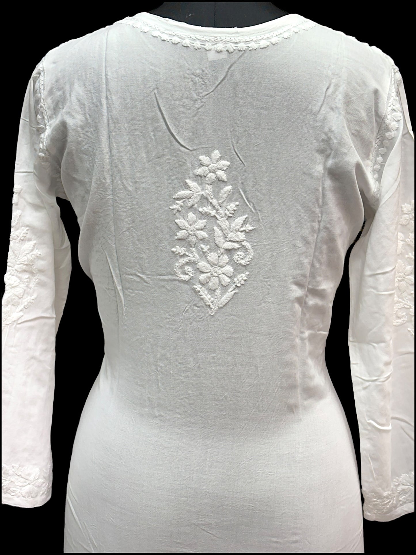 Modal White Chikankari Kurti with Delicate Embroidery