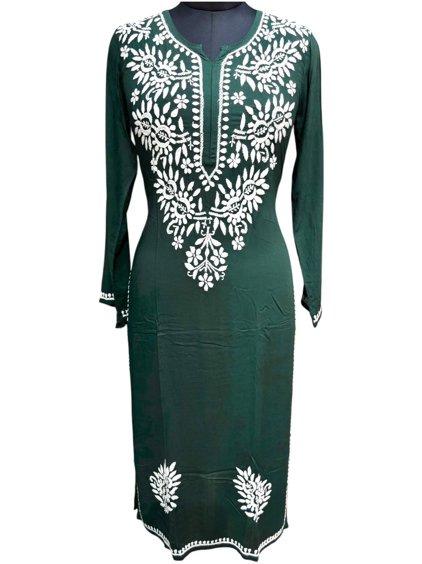Modal Chikankari Kurti with Delicate White Embroidery