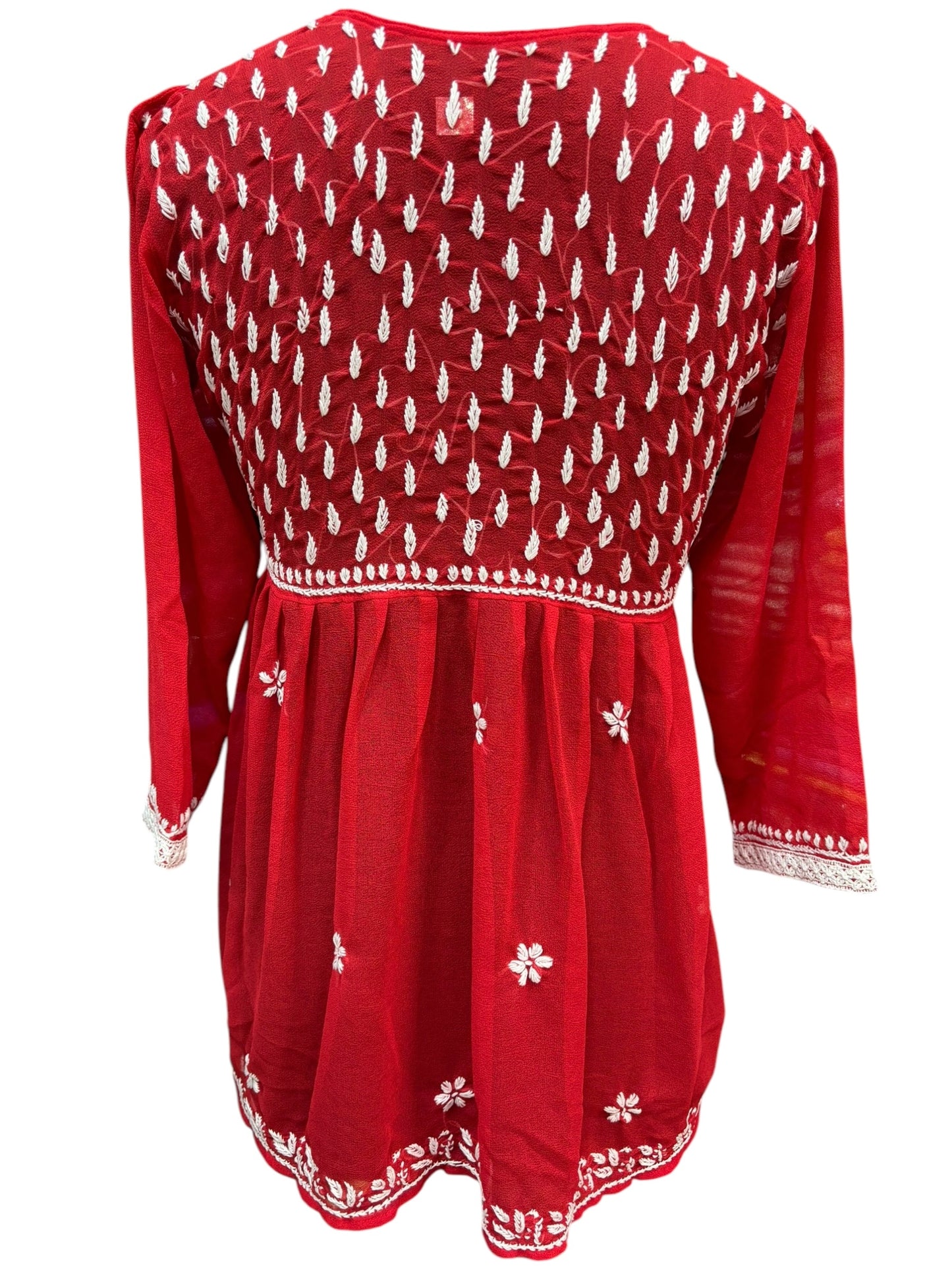 Georgette Short Tunic with White Embroidery