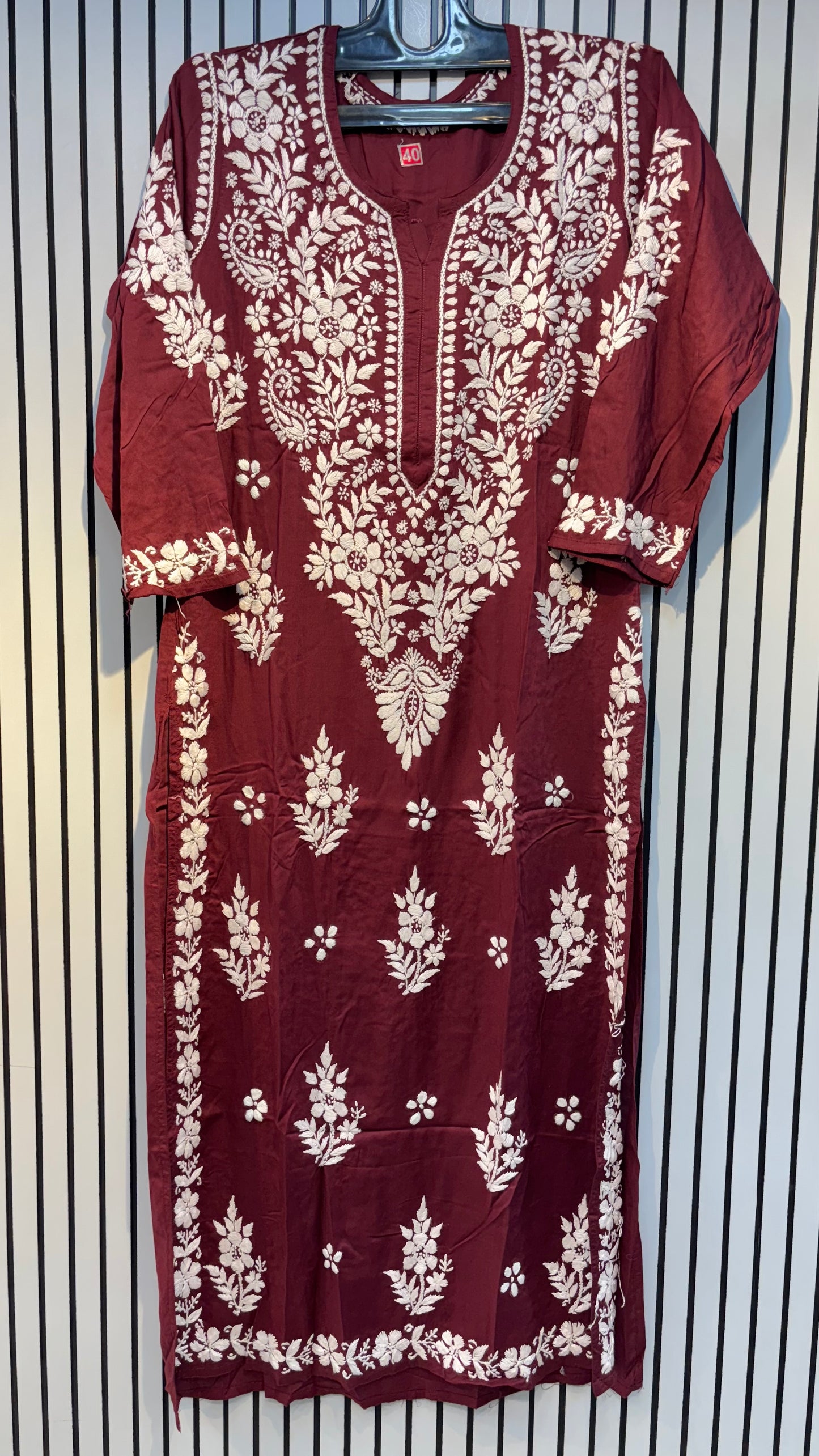 Pure Modal 40 Size Kurtis with Resham thread & 3d Embroidery🪡