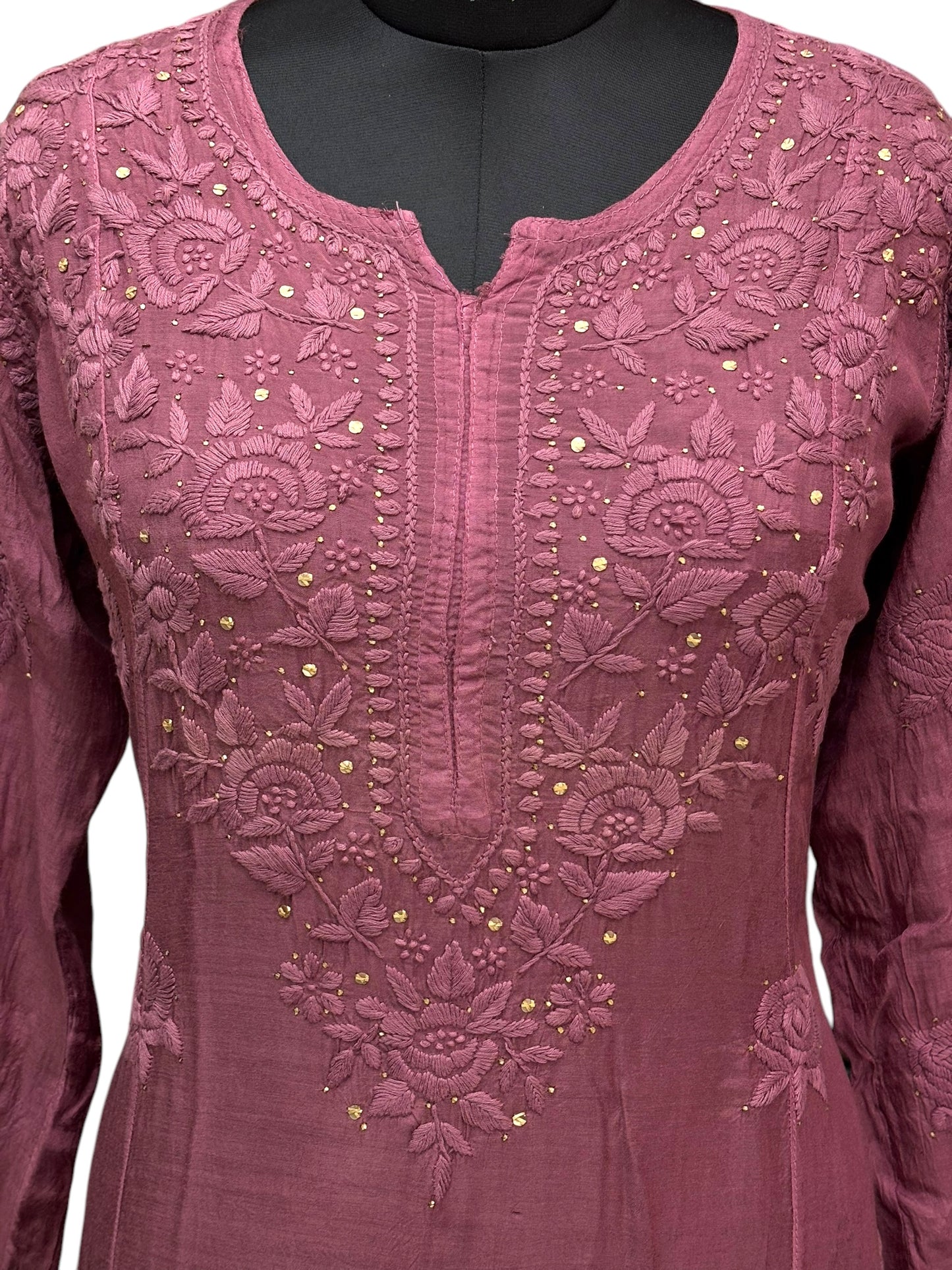 Stunning Muslin Kurti with Mukaish & Self-Thread 3D Embroidery