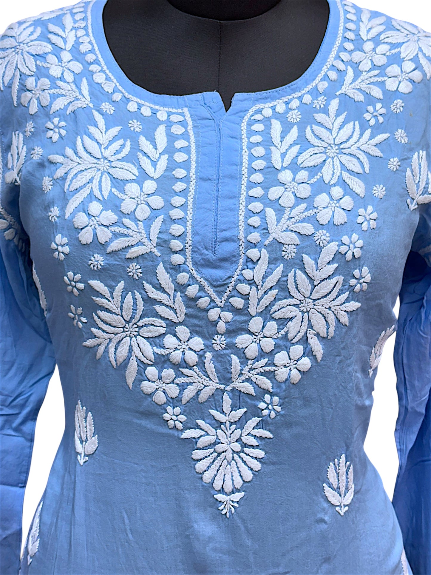 Soft Modal Short Kurti with White Embroidery - Perfect blend of comfort and style