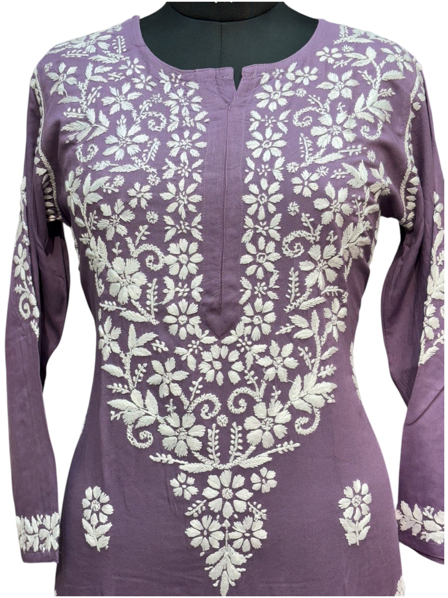 Modal Chikankari Kurti with Delicate White Embroidery
