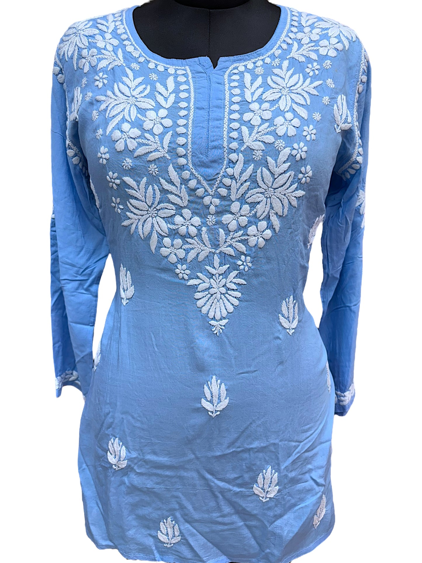 Soft Modal Short Kurti with White Embroidery - Perfect blend of comfort and style