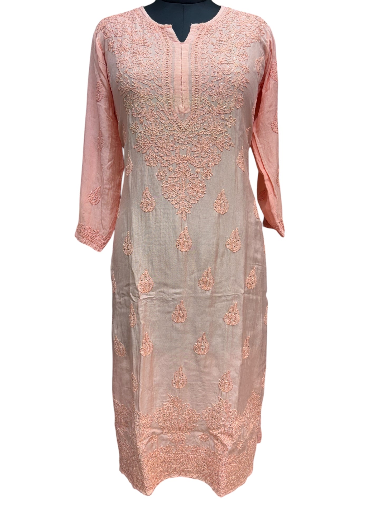 Stunning Muslin Kurti with Mukaish & Self-Thread Shadow Embroidery