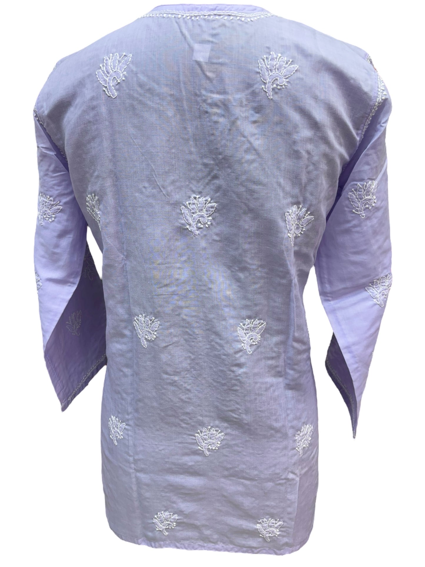 Pure Mulmul Short Kurti with Intricate Shadow Embroidery - Comfort With Elegance