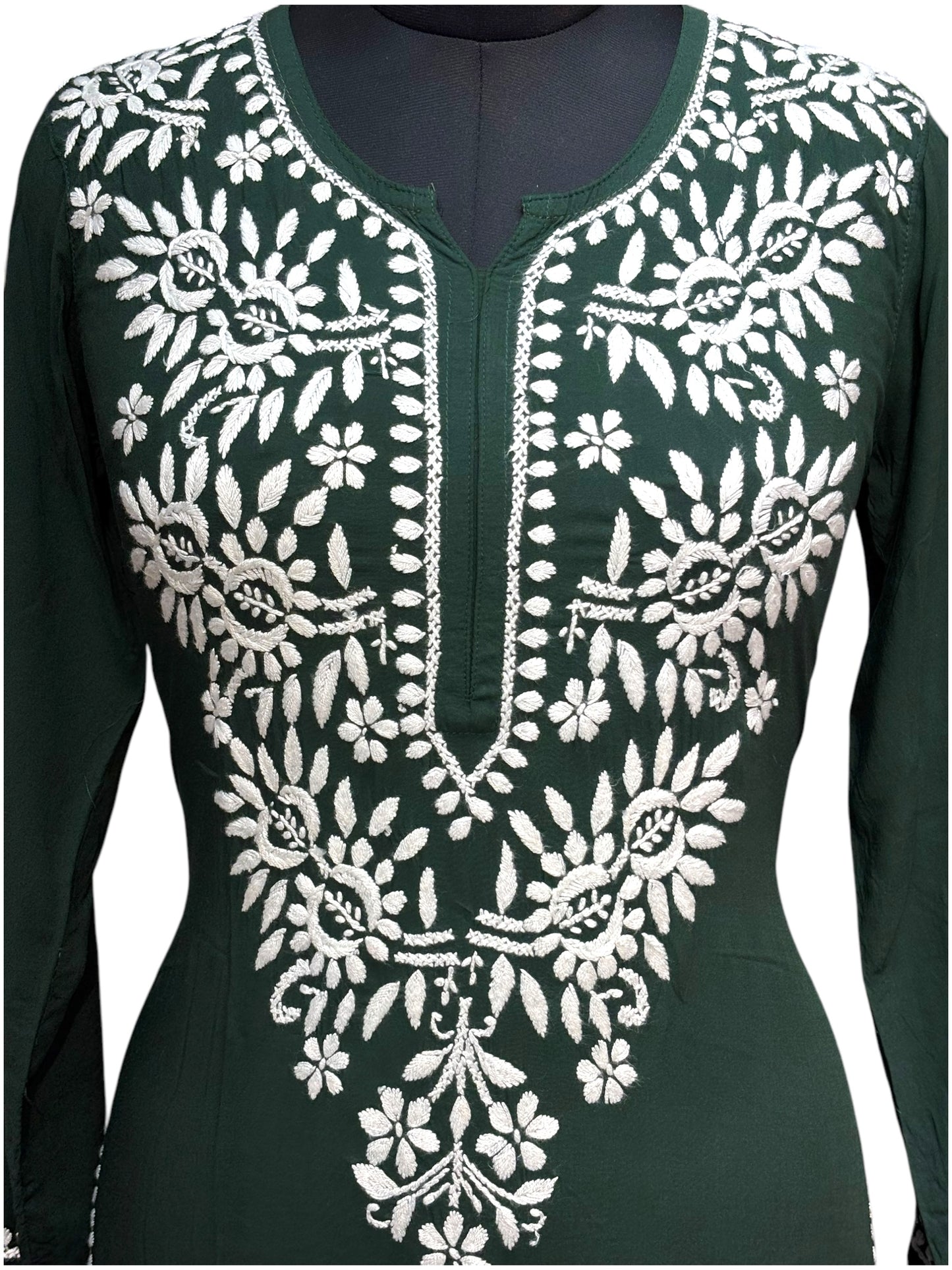 Modal Chikankari Kurti with Delicate White Embroidery