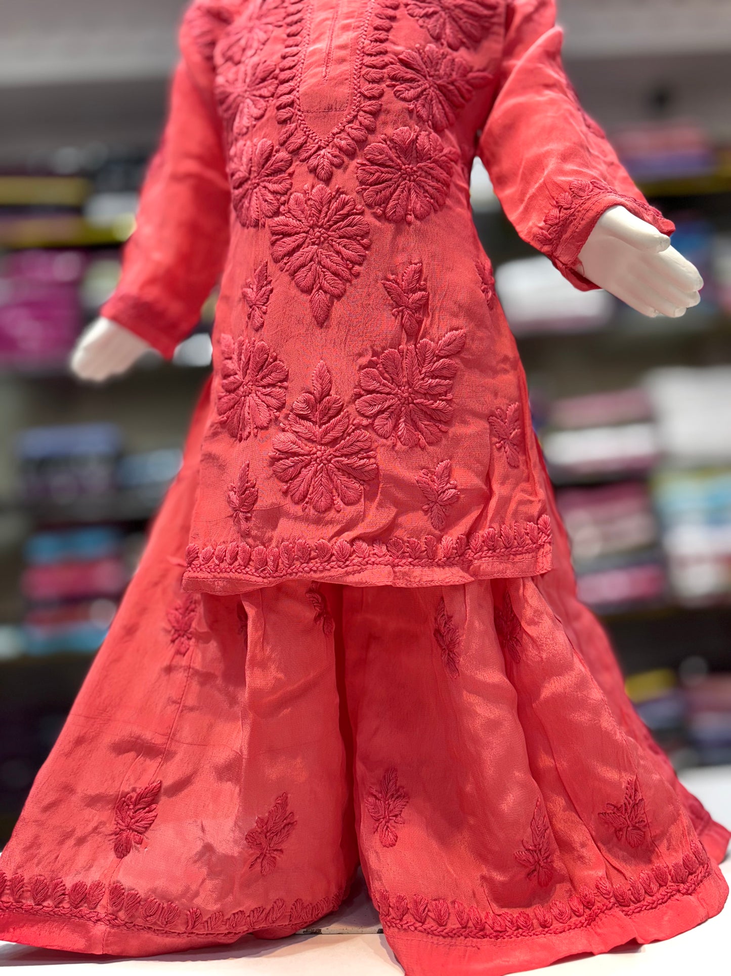 Exclusive American Crepe Kids Sharara Set With 3d Embroidery