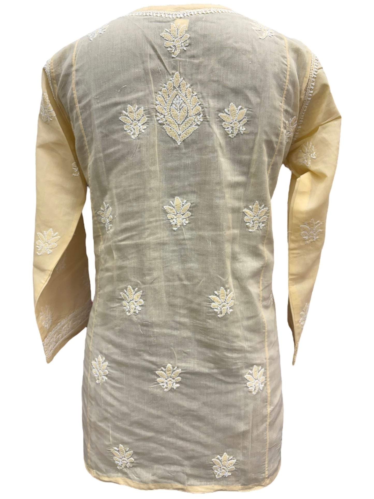 Pure Mulmul Short Kurti with Intricate Shadow Embroidery - Comfort With Elegance