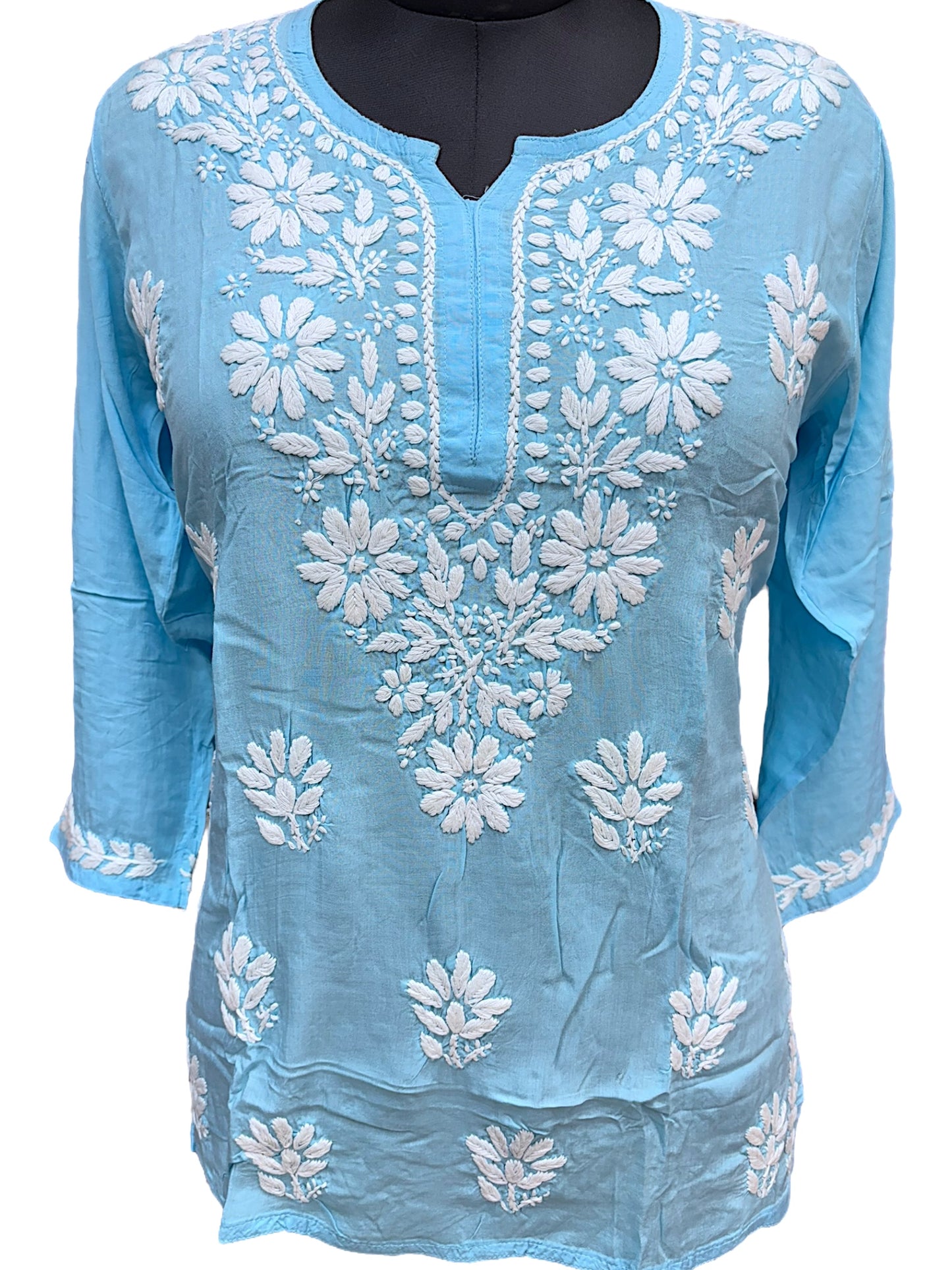 Soft Modal Short Kurti with White Embroidery - Perfect blend of comfort and style