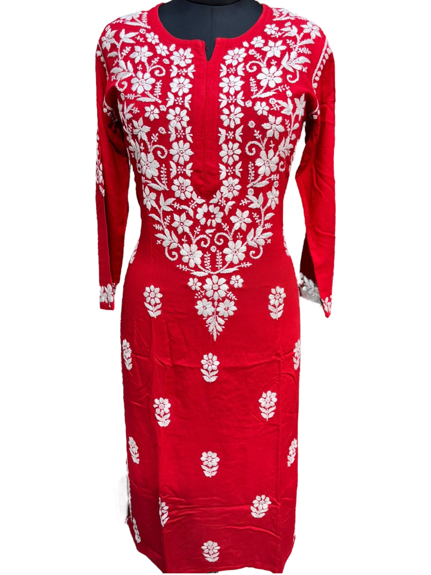 Modal Chikankari Kurti with Delicate White Embroidery