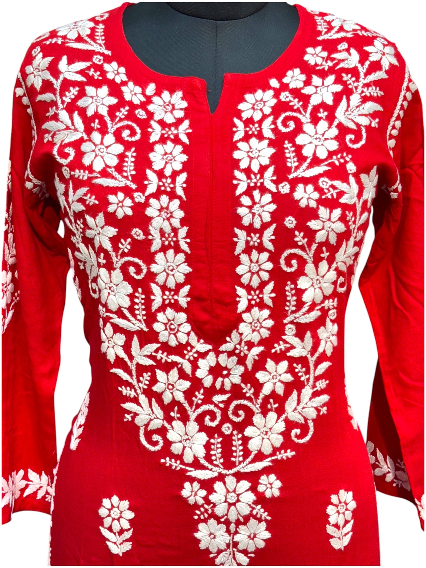 Modal Chikankari Kurti with Delicate White Embroidery