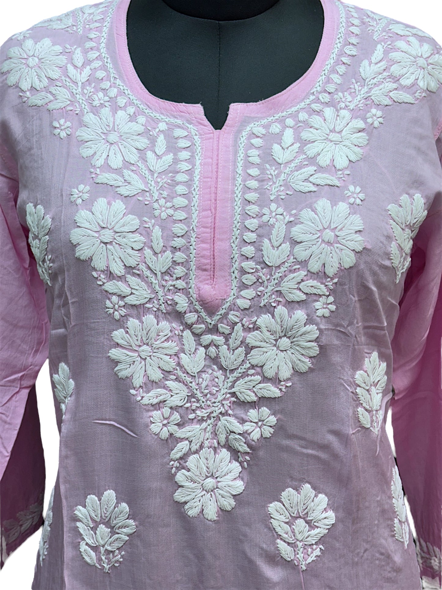 Soft Modal Short Kurti with White Embroidery - Perfect blend of comfort and style